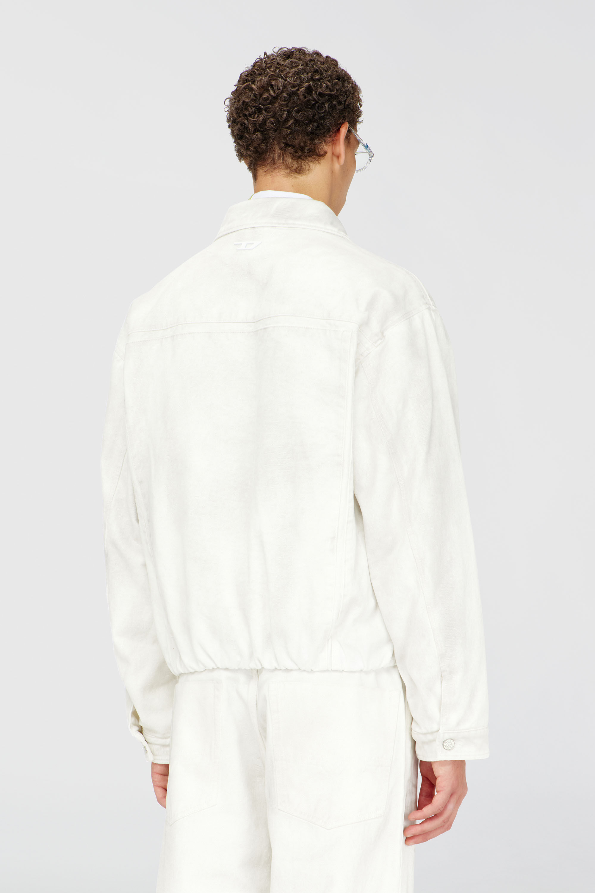 Diesel - D-MORVI-FSJ1, Man's Elasticated trucker jacket in denim in White - 4