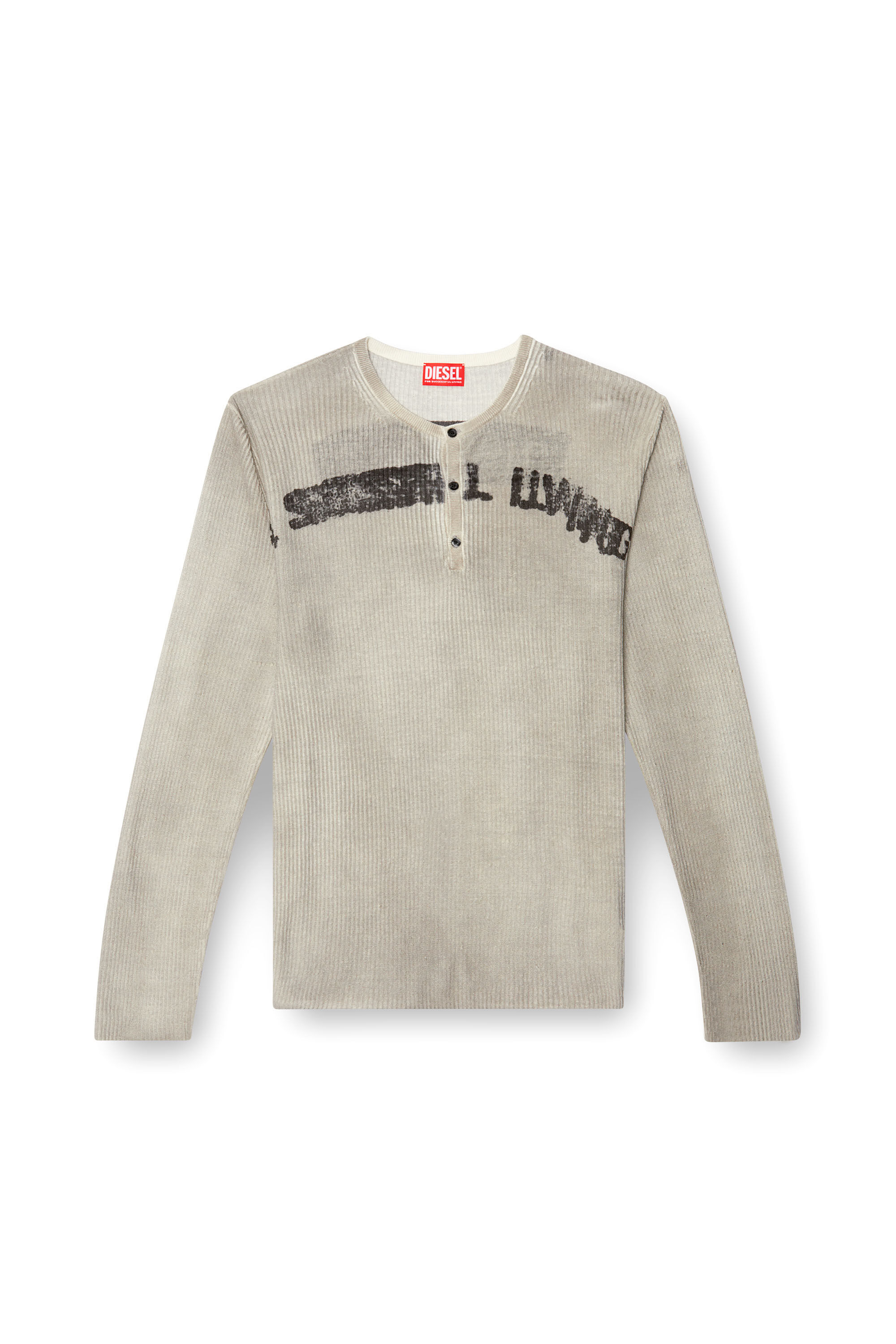 Diesel - K-ROBBY, Unisex's Dirty-effect Henley jumper in linen in Beige - 2