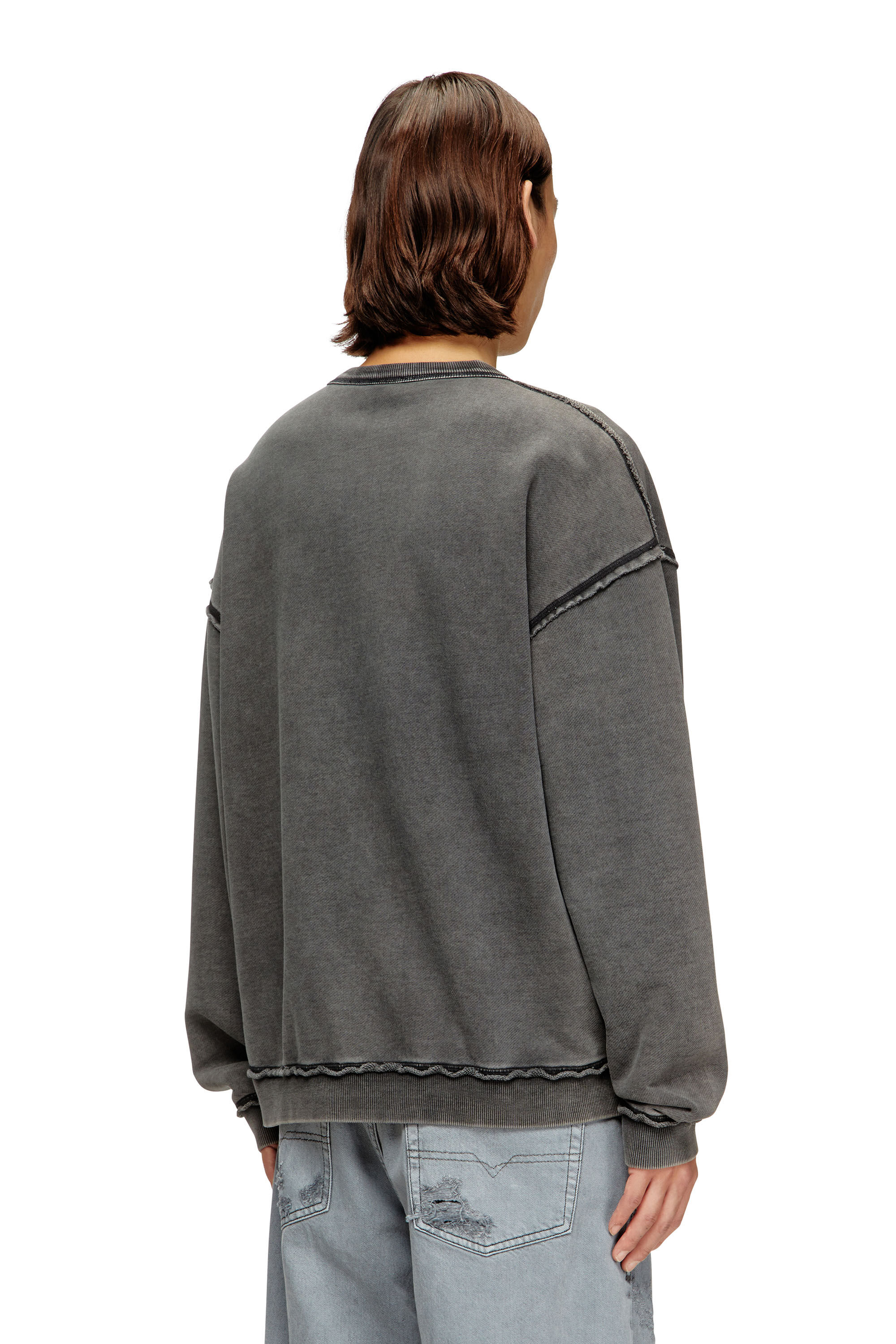 Men's Cotton sweatshirt with appliqué logo | Grey | Diesel
