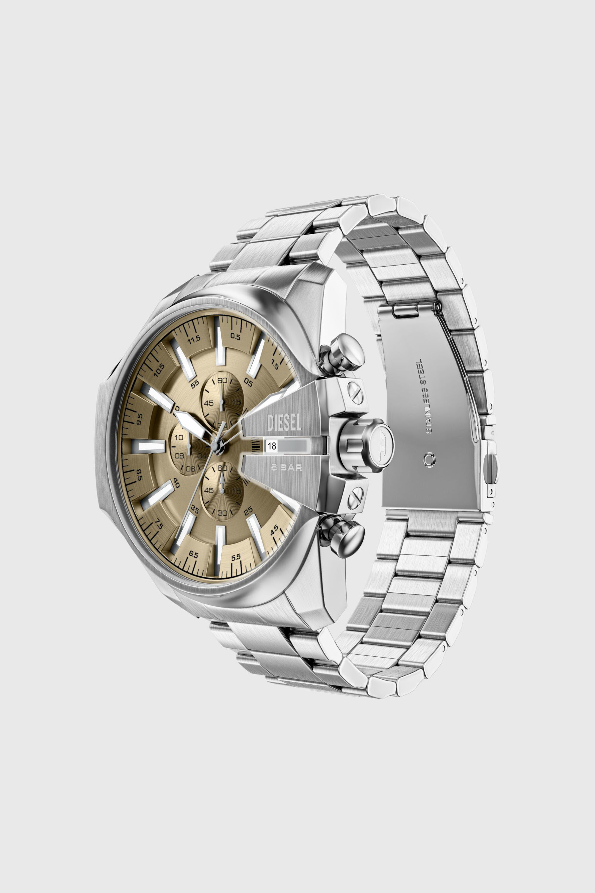 Diesel - DZ4702 WATCH, Man's Mega Chief Slim Chronograph Stainless Steel Watch in Silver - 7