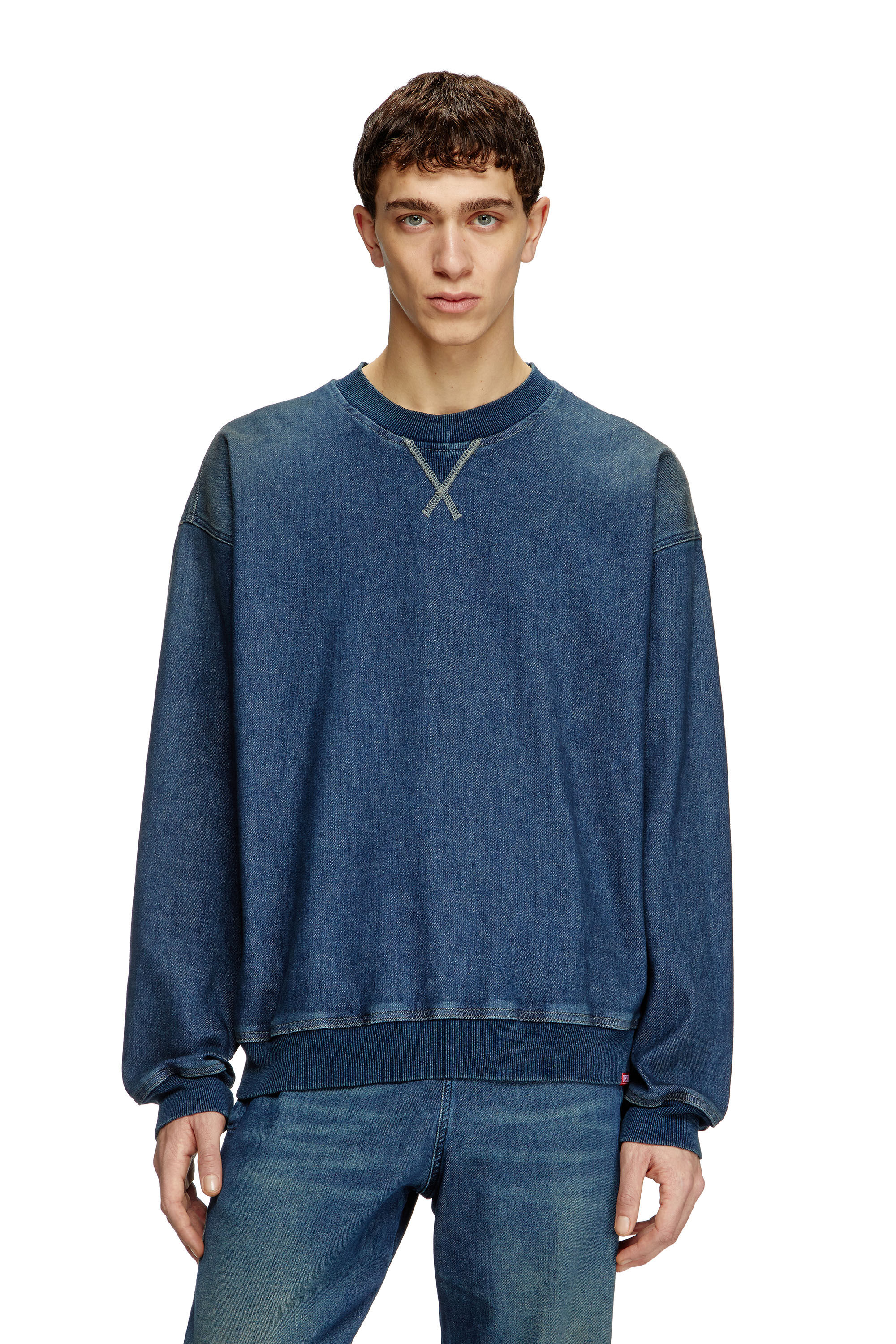 Women's Sweatshirt in Track Denim | Blue | Diesel Women's Sweatshirt in Track Denim | Blue | Diesel