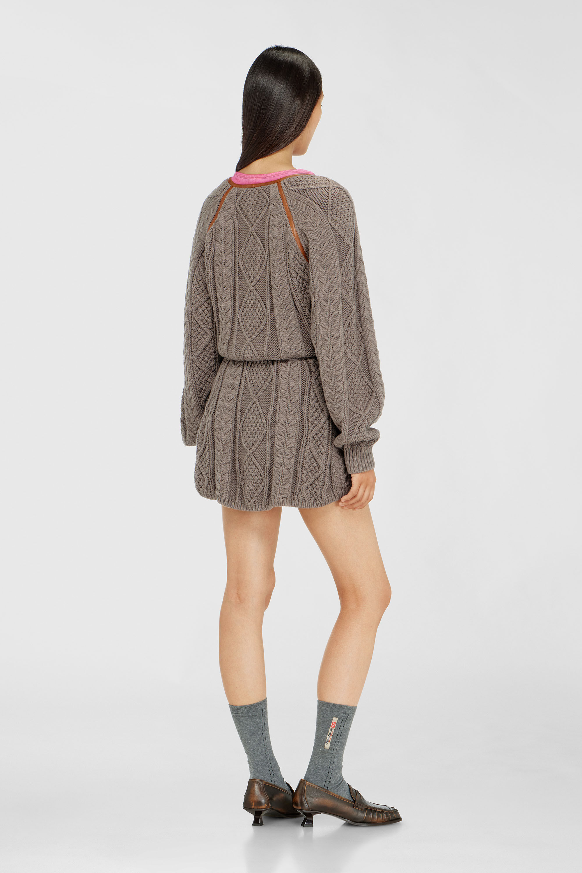 Diesel - M-INTESSE, Woman's Mini cardigan dress in cable knit in Grey - 4
