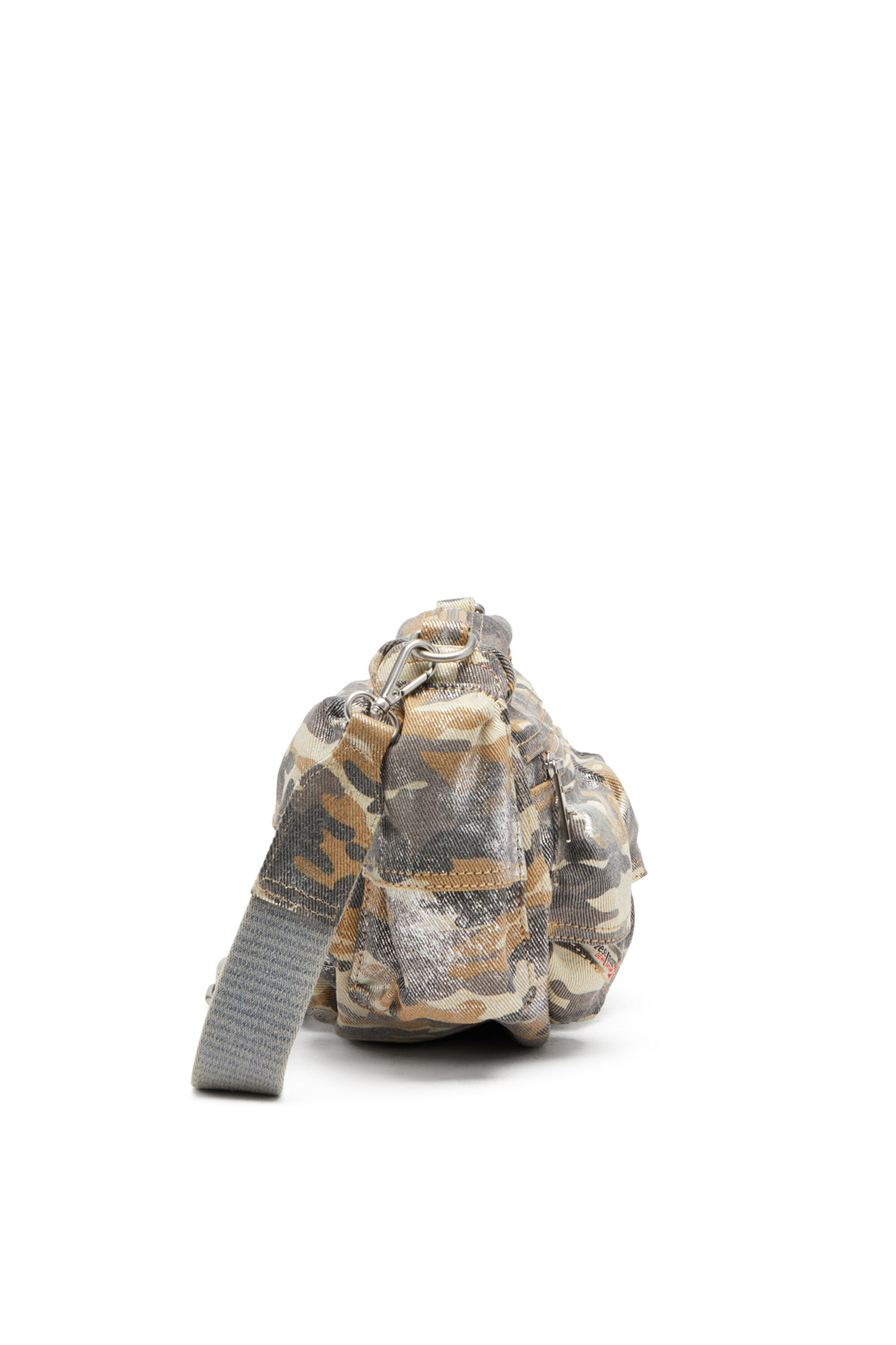 Diesel - MULTI-PKTS SHOULDER BAG X, Woman's Multi-Pkts-Multipocket bag in metallic camo twill in Multicolor/Brown - 4