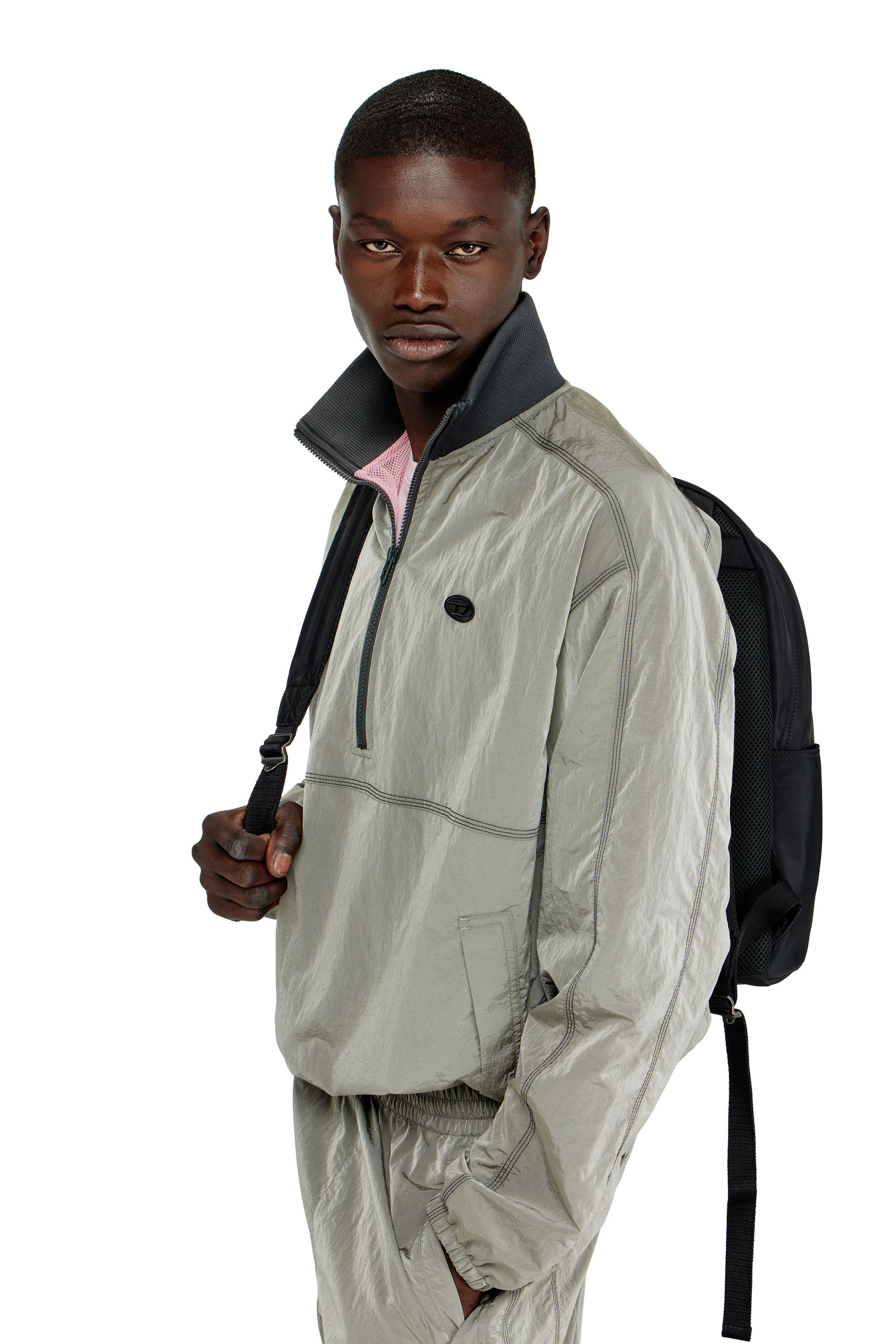 Men's Nylon jacket with crinkle effect | Grey | Diesel
