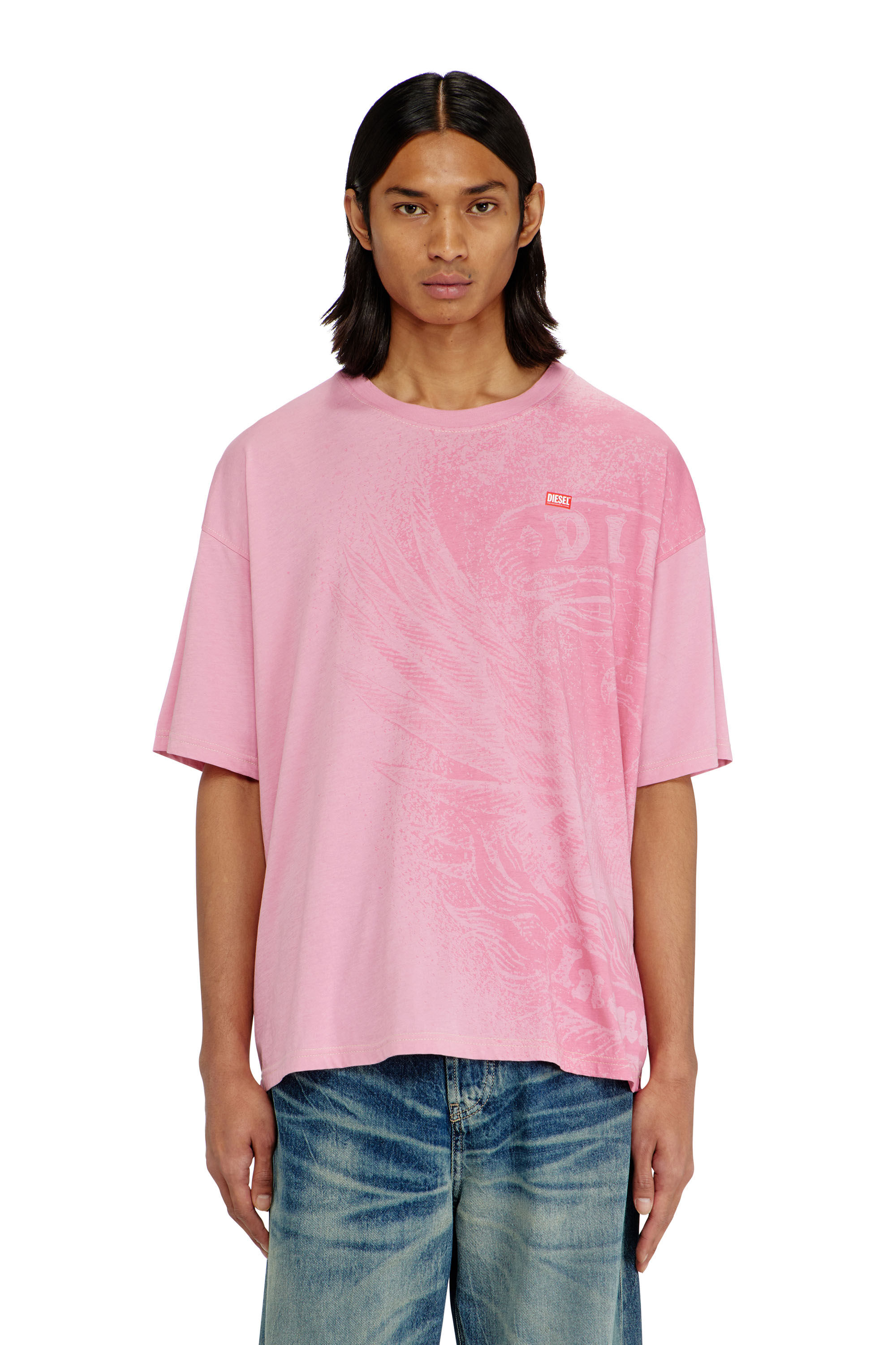 Men's Relaxed T-shirt with pigment prints | Pink | Diesel
