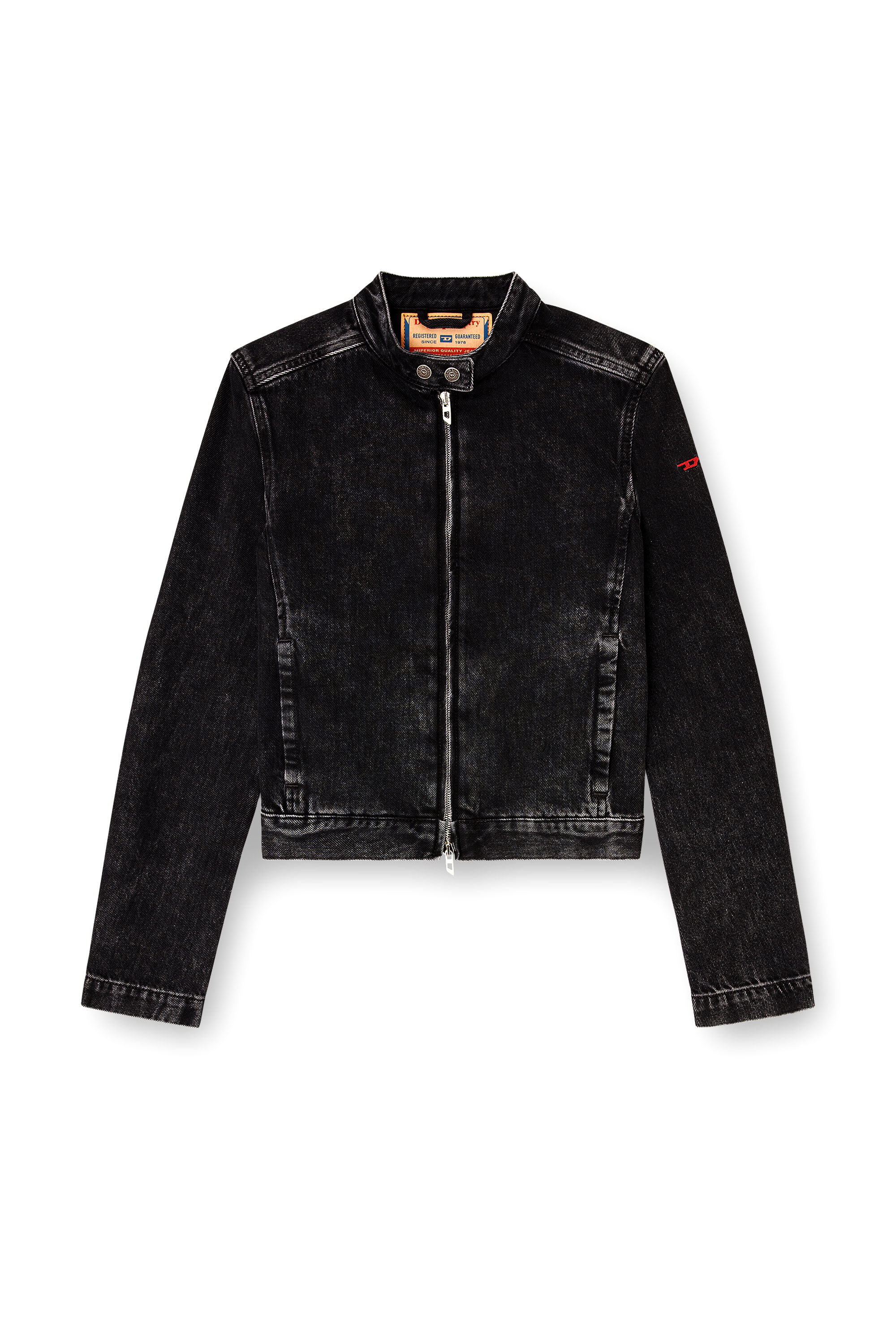 Women's Moto jacket in denim in clean-wash denim | Black | Diesel