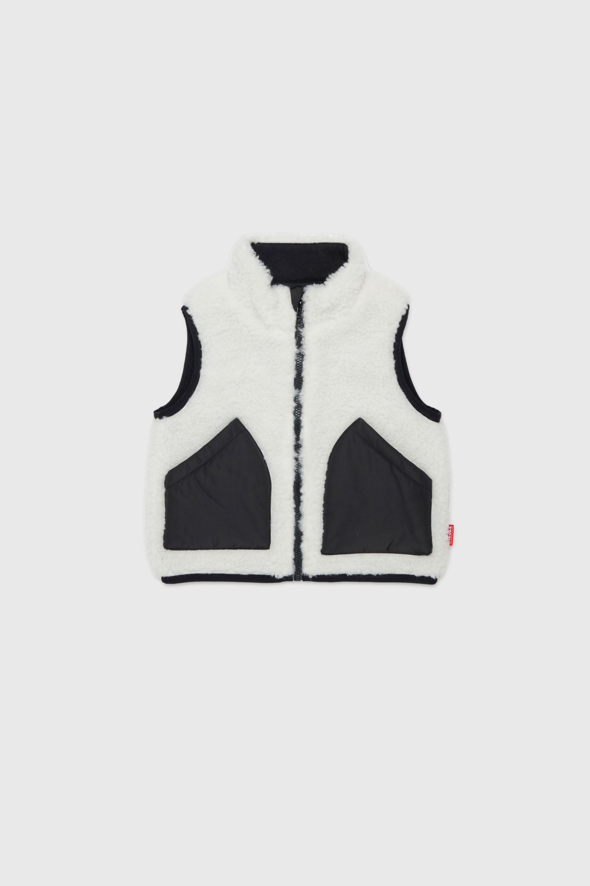 Diesel - JSEARB, Man's Colour-block vest in teddy fleece and nylon in White - 1