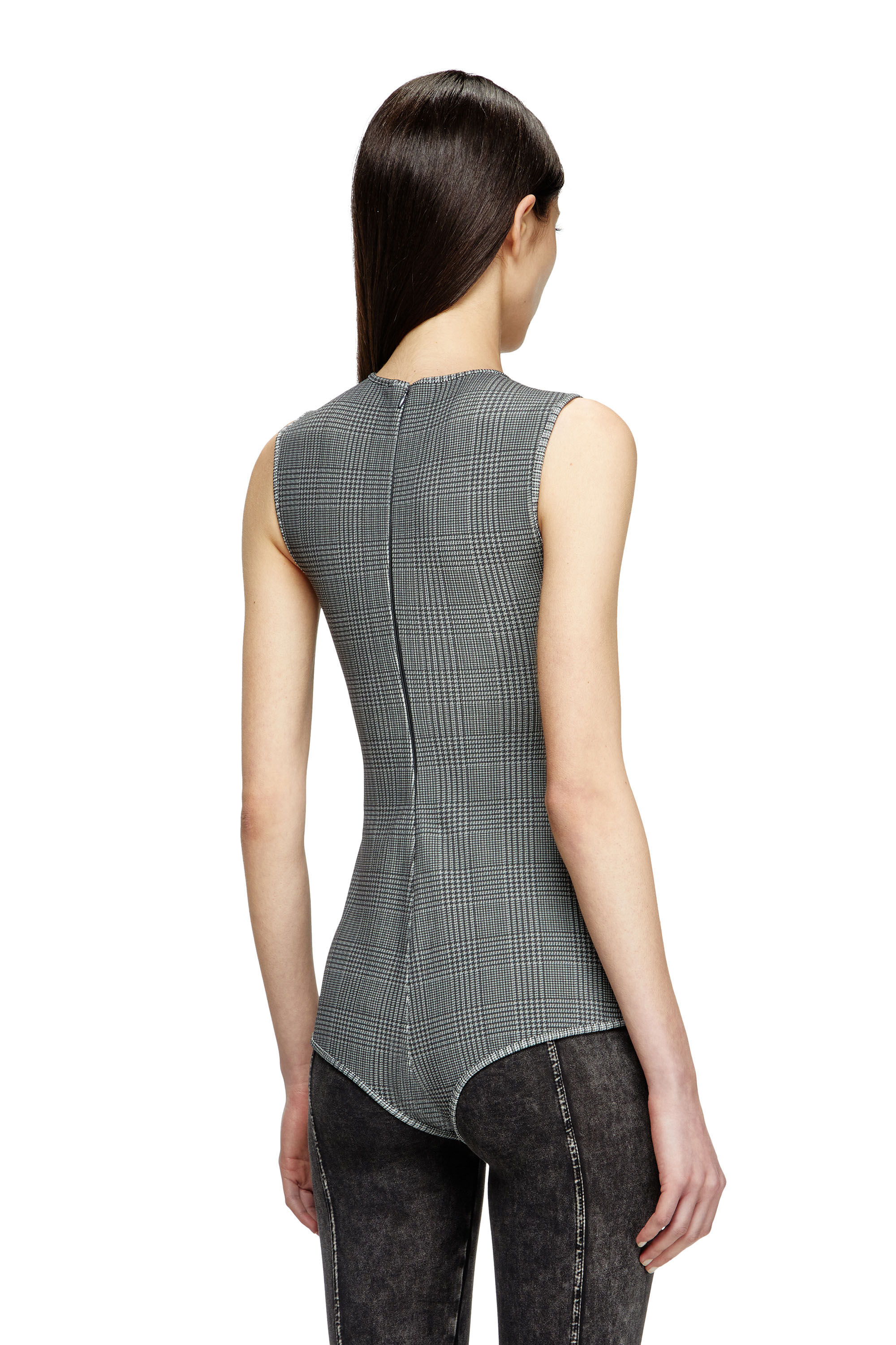 Diesel - J-ETTA, Woman's Bodysuit in checked bonded jersey in Grey - 2