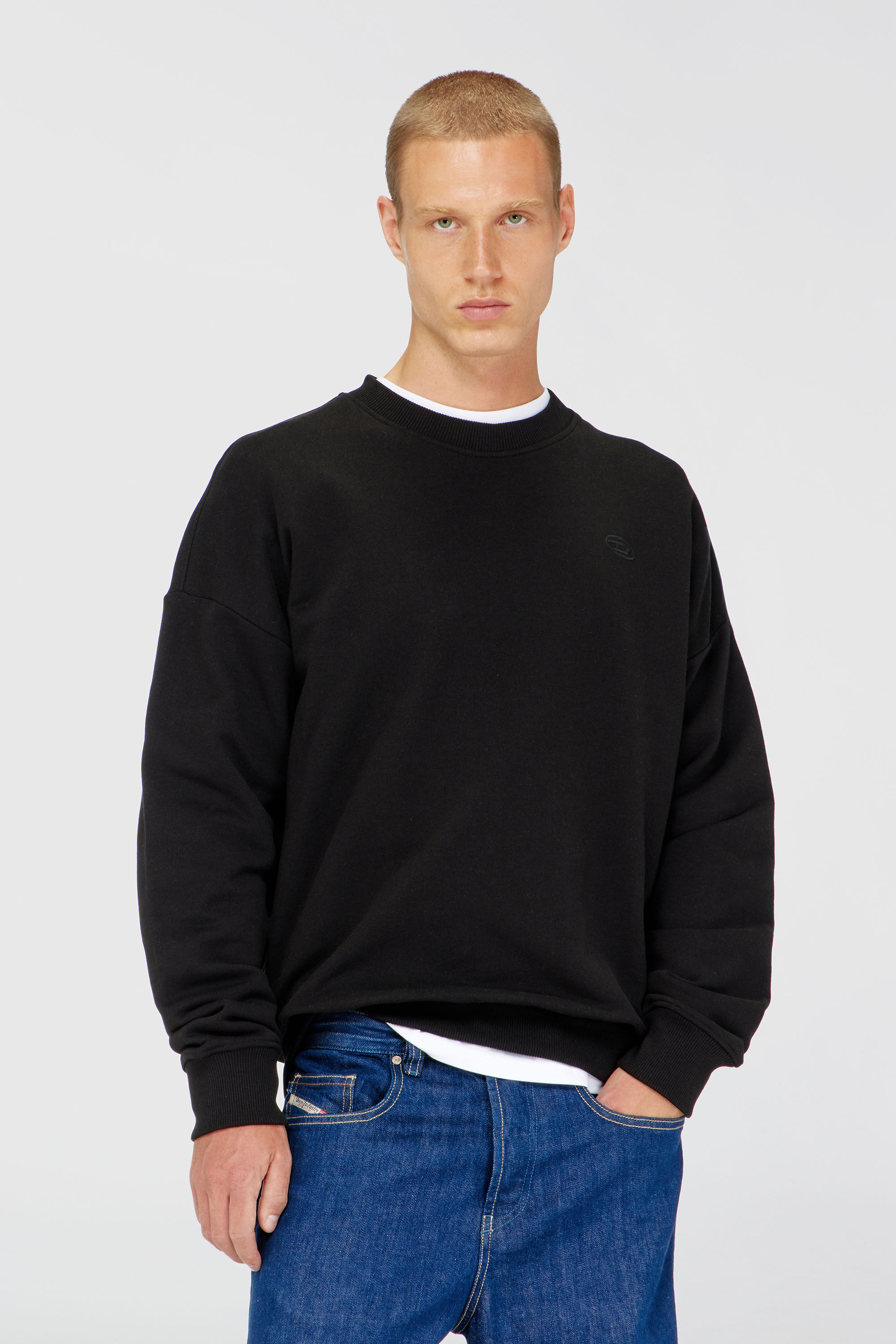 Men's Sweatshirt with logo embroidery | Black | Diesel HU