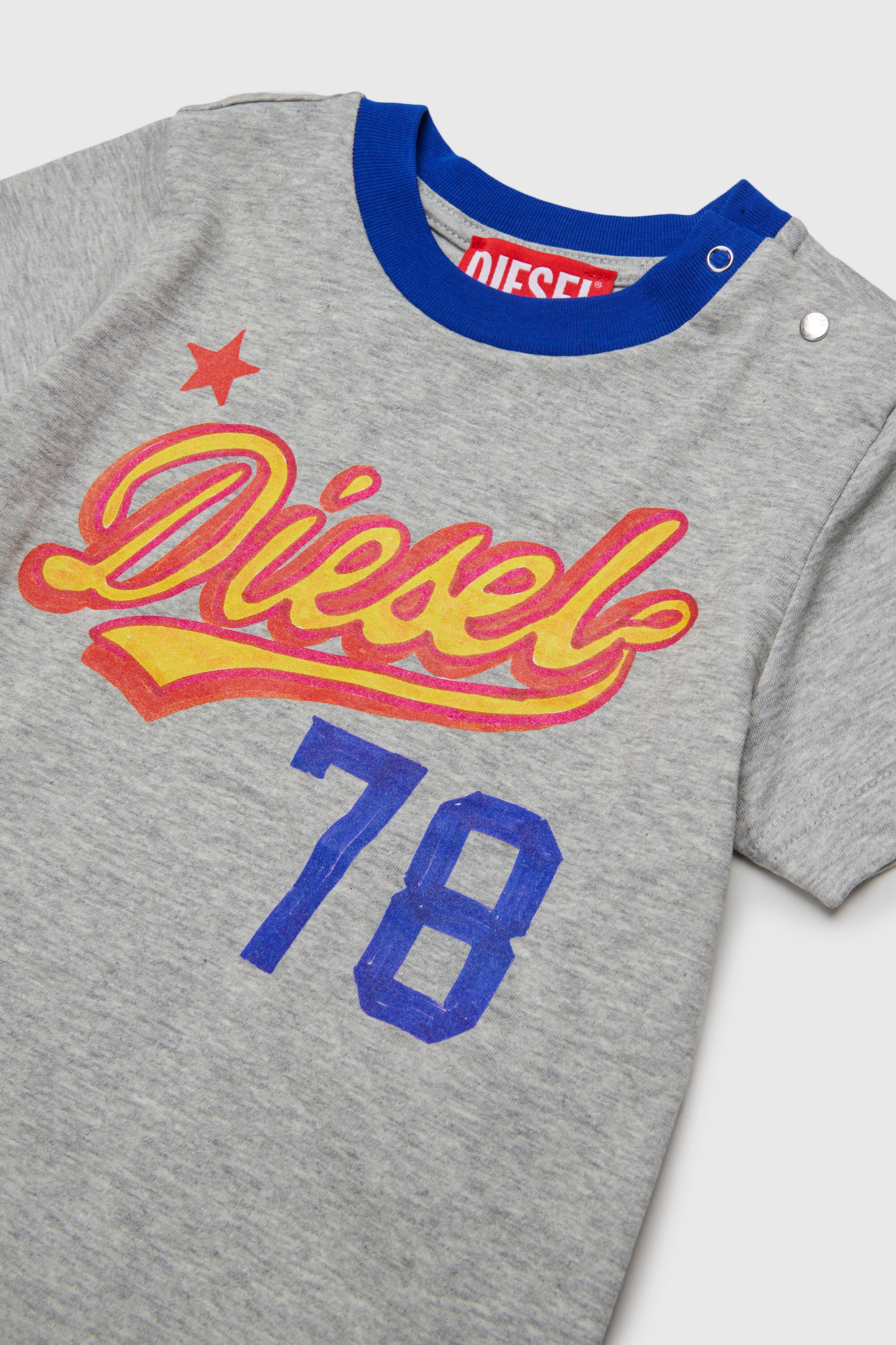Diesel - TURSIB, Man's Cotton T-shirt with retro logo print in Grey - 3