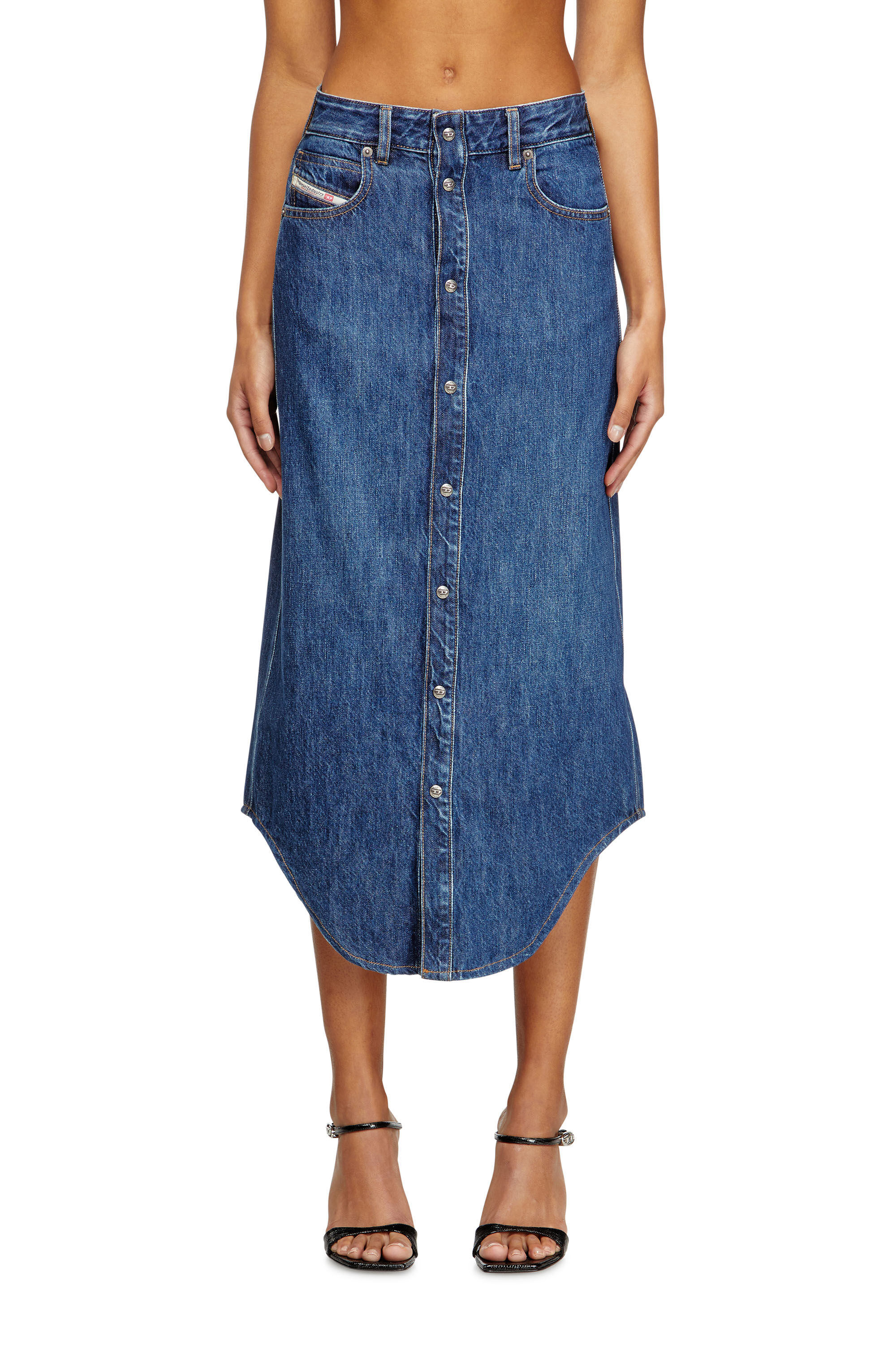 Women's Denim skirt with front buttons | Blue | Diesel