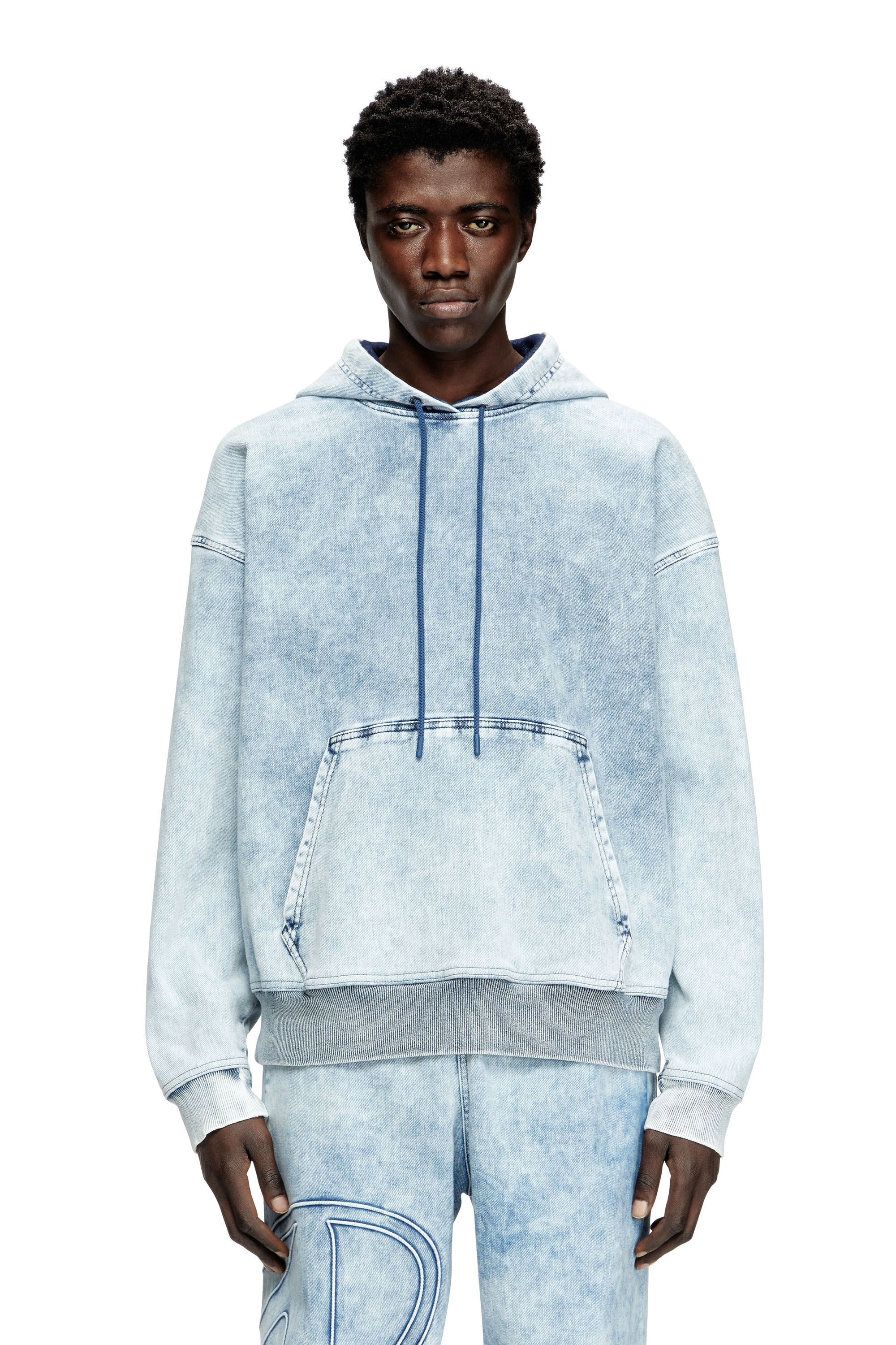 パーカー・フーディ 25ss DIESEL D-REBBIT-S-TRACK A16259 0ABCN Women's Hoodie in marbled denim | Blue | Diesel