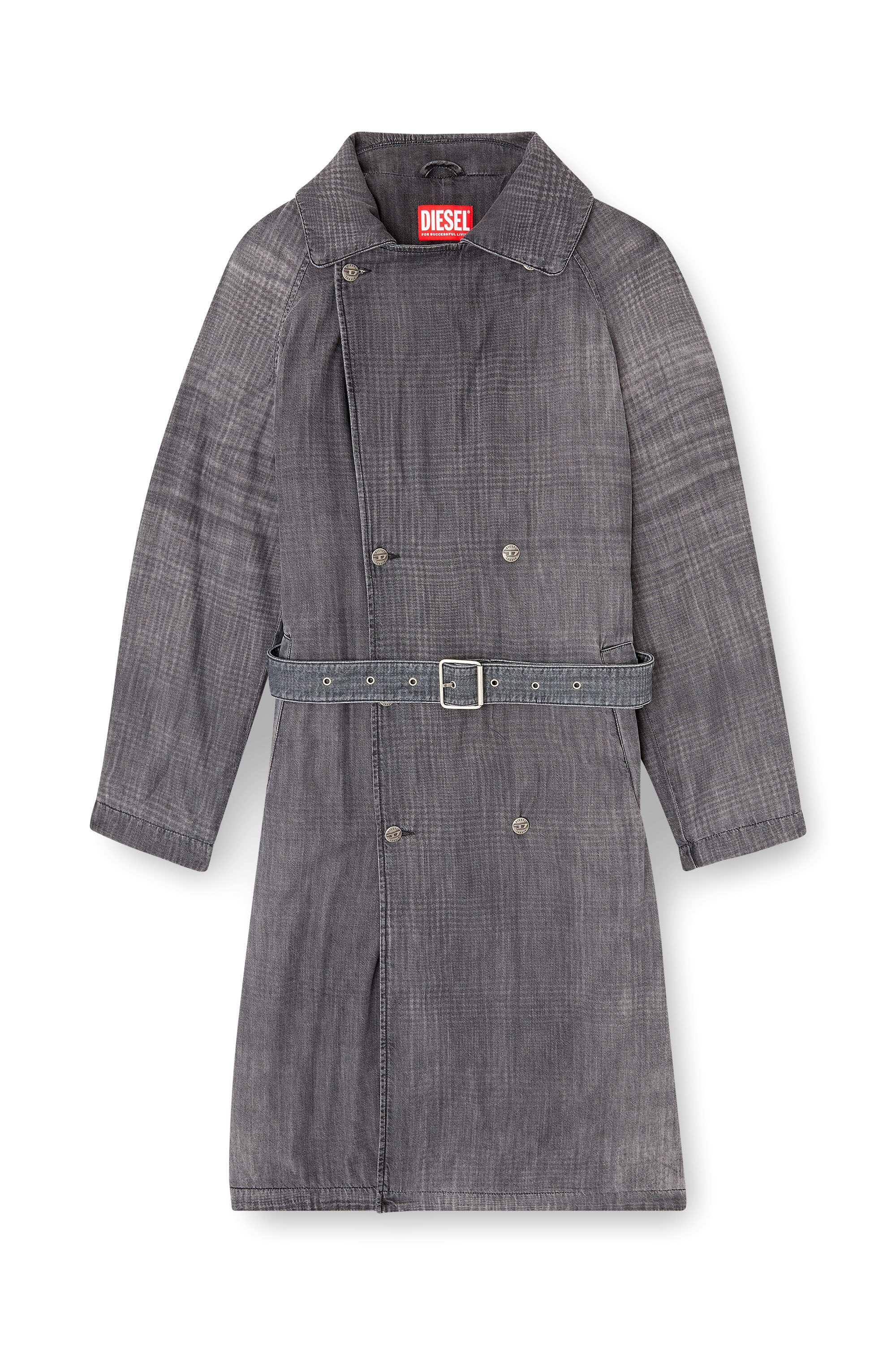 亘Diesel ロングコート デニム テーラード M グレー Y2K Women's Trench coat in patterned denim | Grey | Diesel