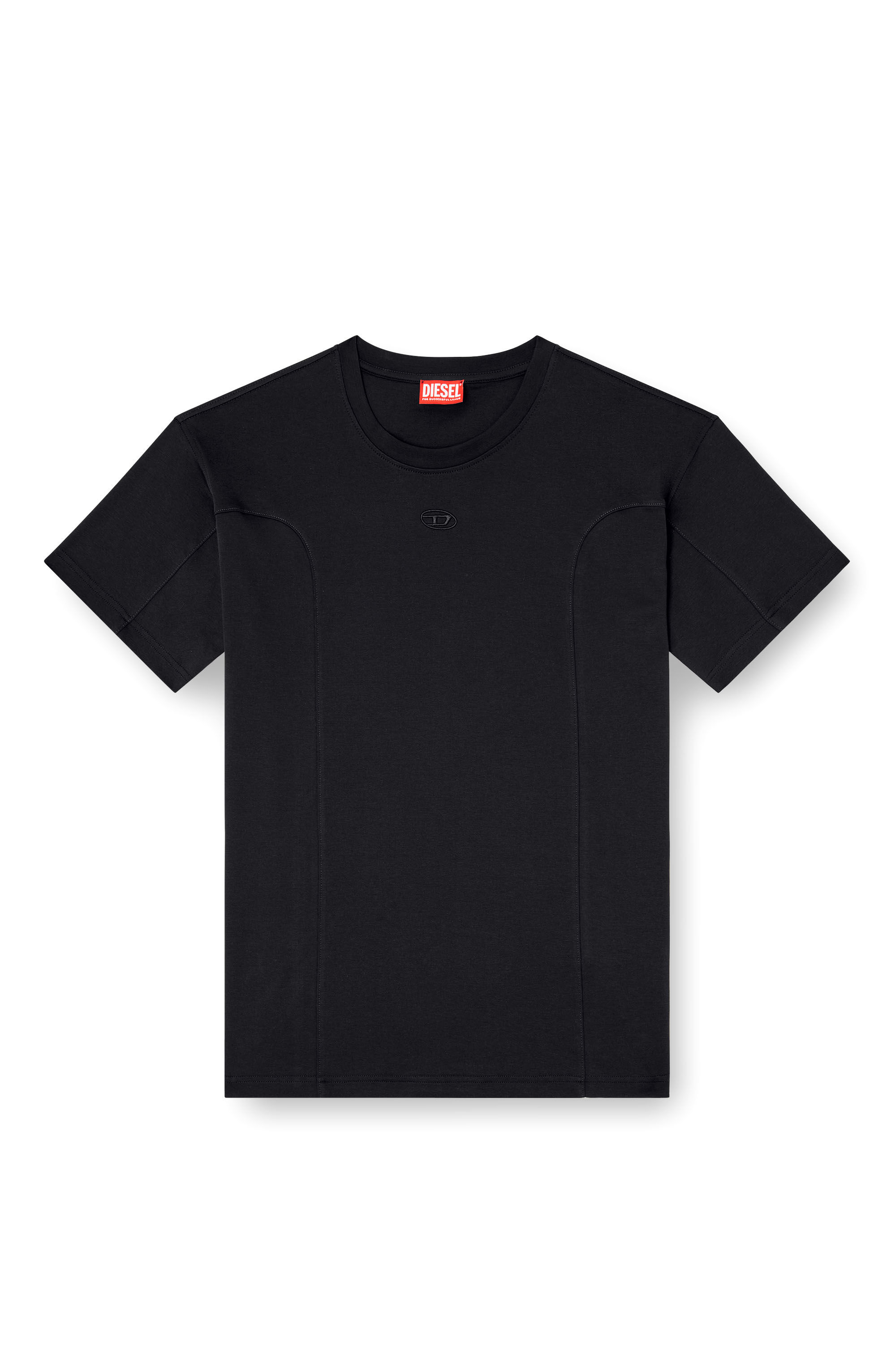 Men's T-shirt with solid color panels | Black | Diesel HU
