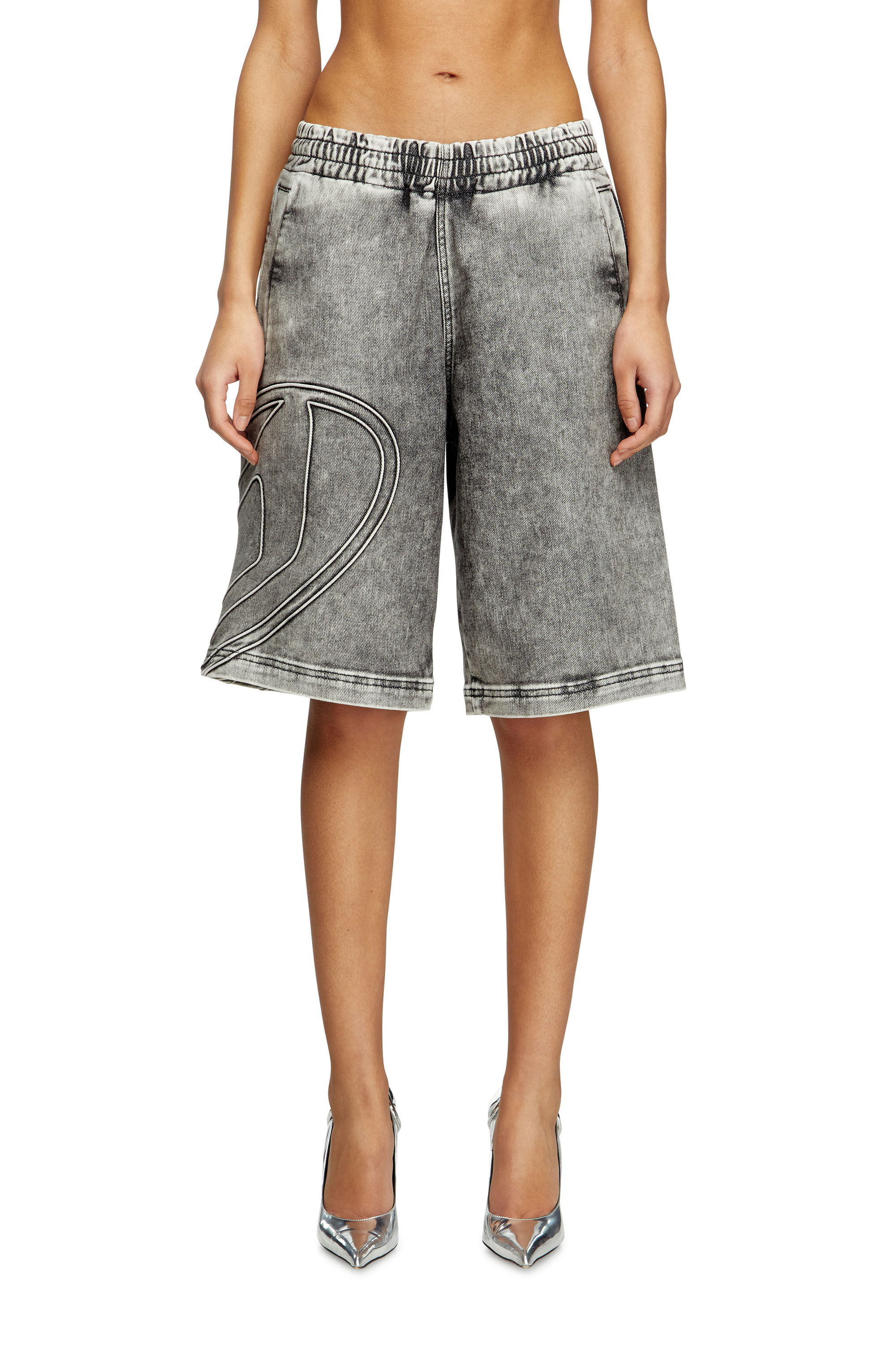 Diesel - D-ENNY-S TRACK, Unisex's Track Denim bermudas with Oval D in Grey - 5