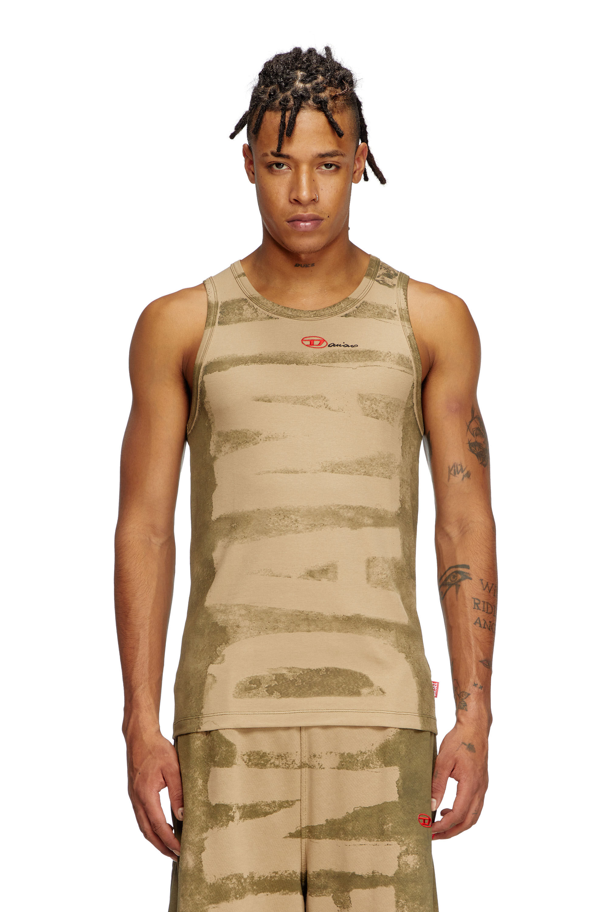 Diesel - T-LIFTY-BLEEDING-DD, Unisex's Tank top with Damiano print in Green - 3