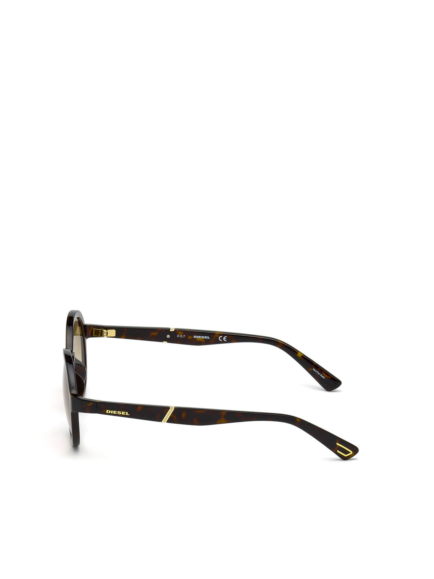 Diesel - DL0264, Unisex's Round shape eyewear with slanting detail in Brown - 3