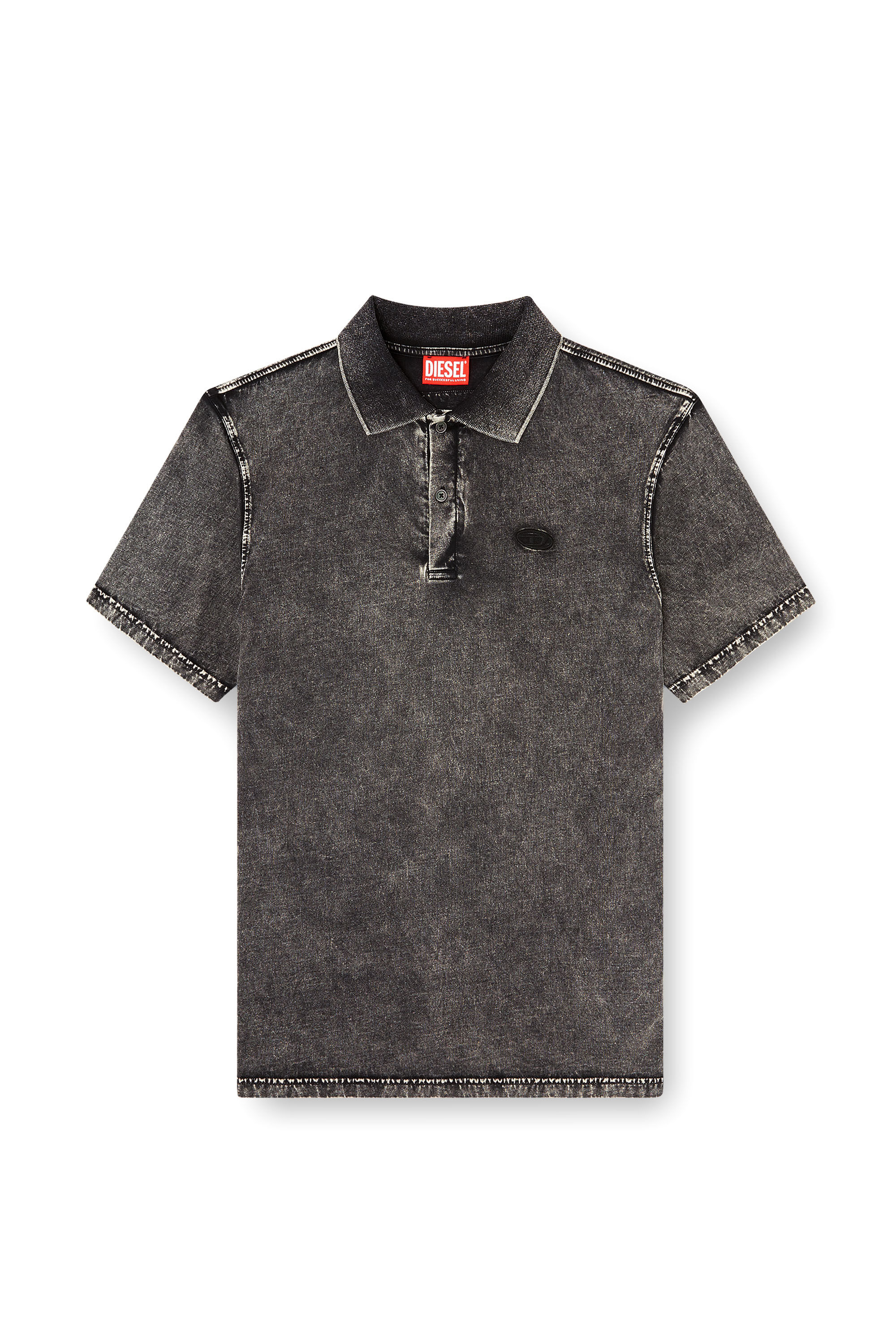 Men's Polo shirt in denim-effect jersey | Grey | Diesel