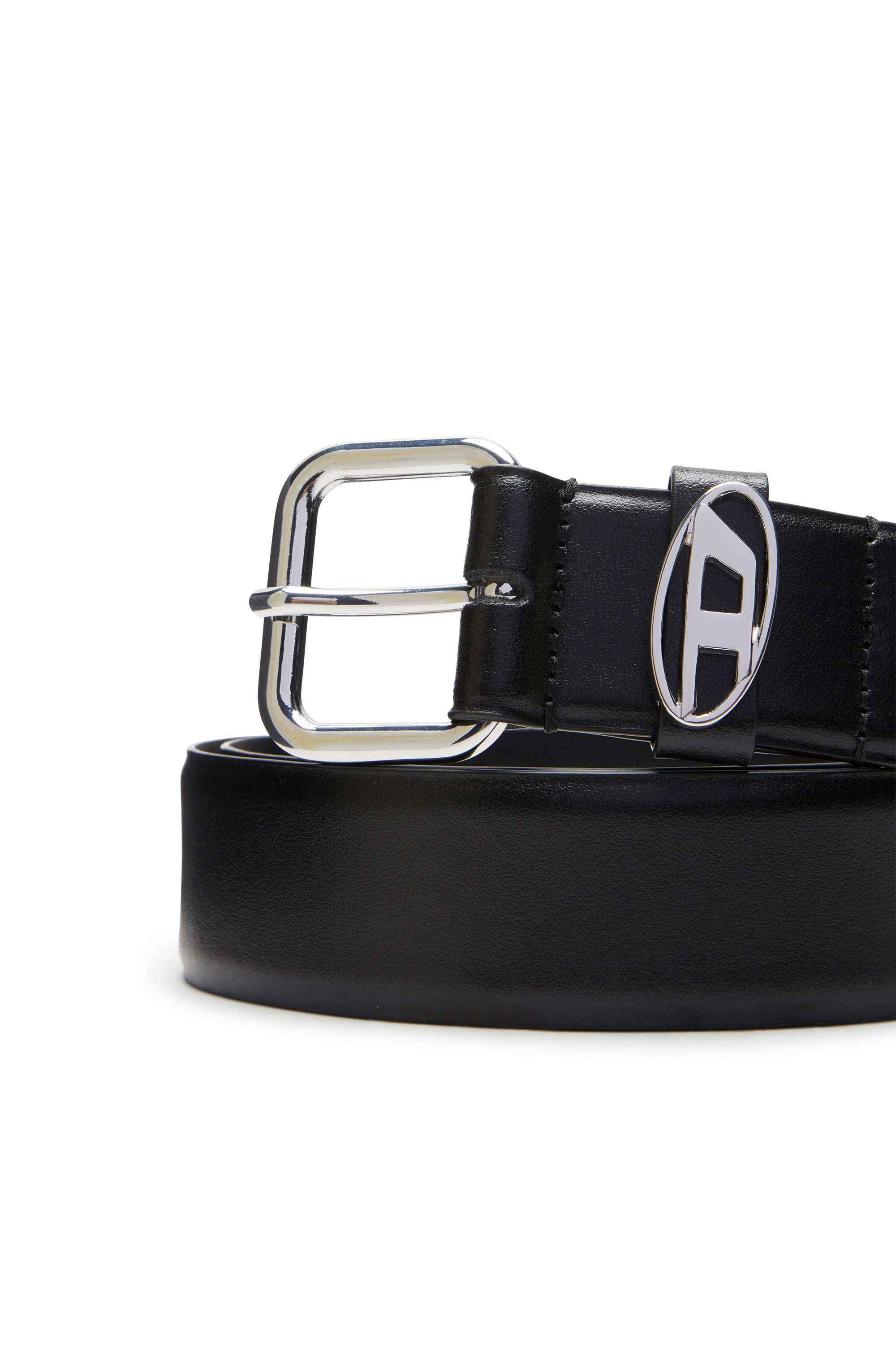 Women's 3.9cm logo-plaque embellished leather belt | Black | Diesel