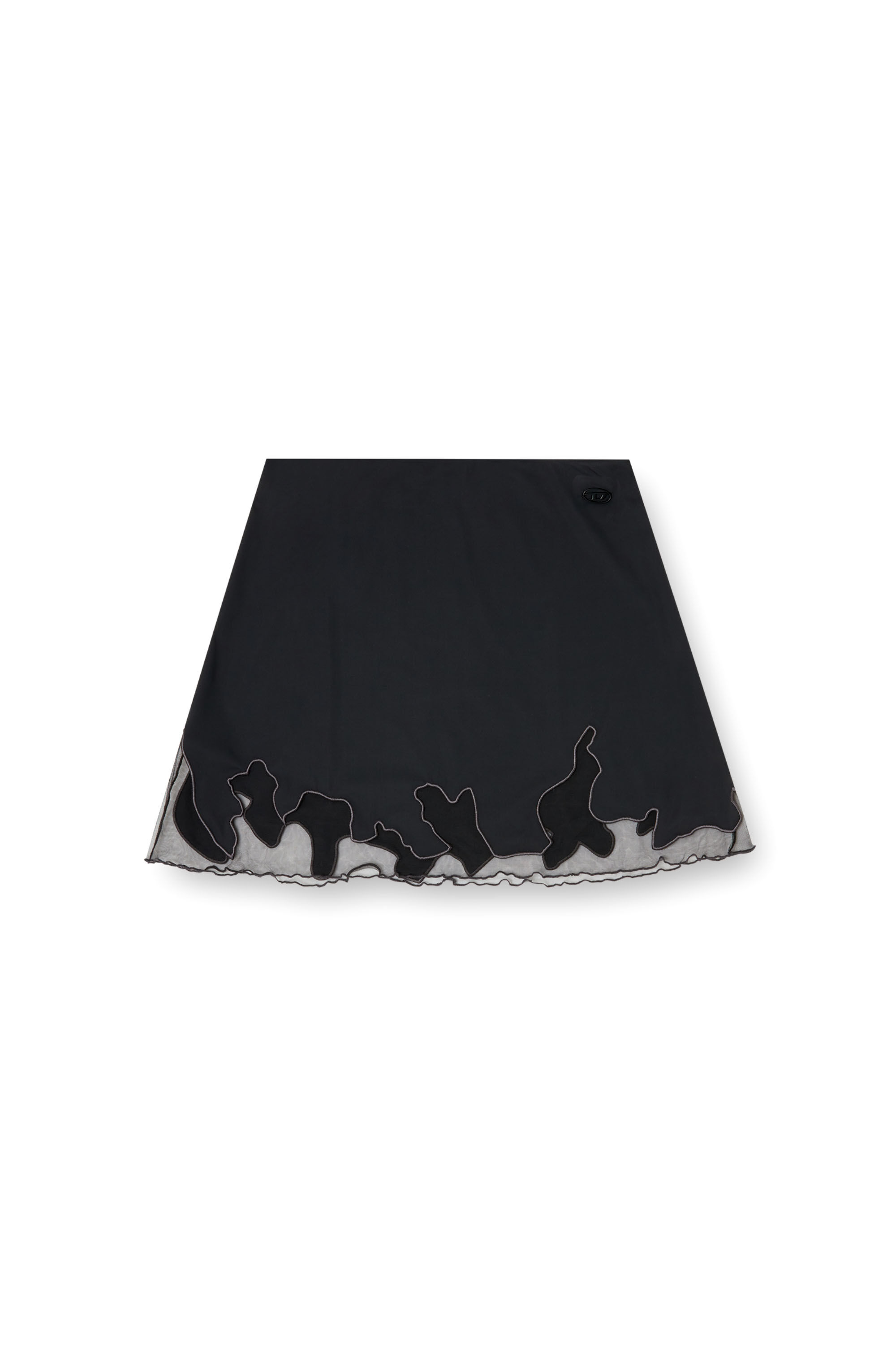 Diesel - O-LANE-R1, Woman's Nylon mini skirt with tulle insert in Black - 2
