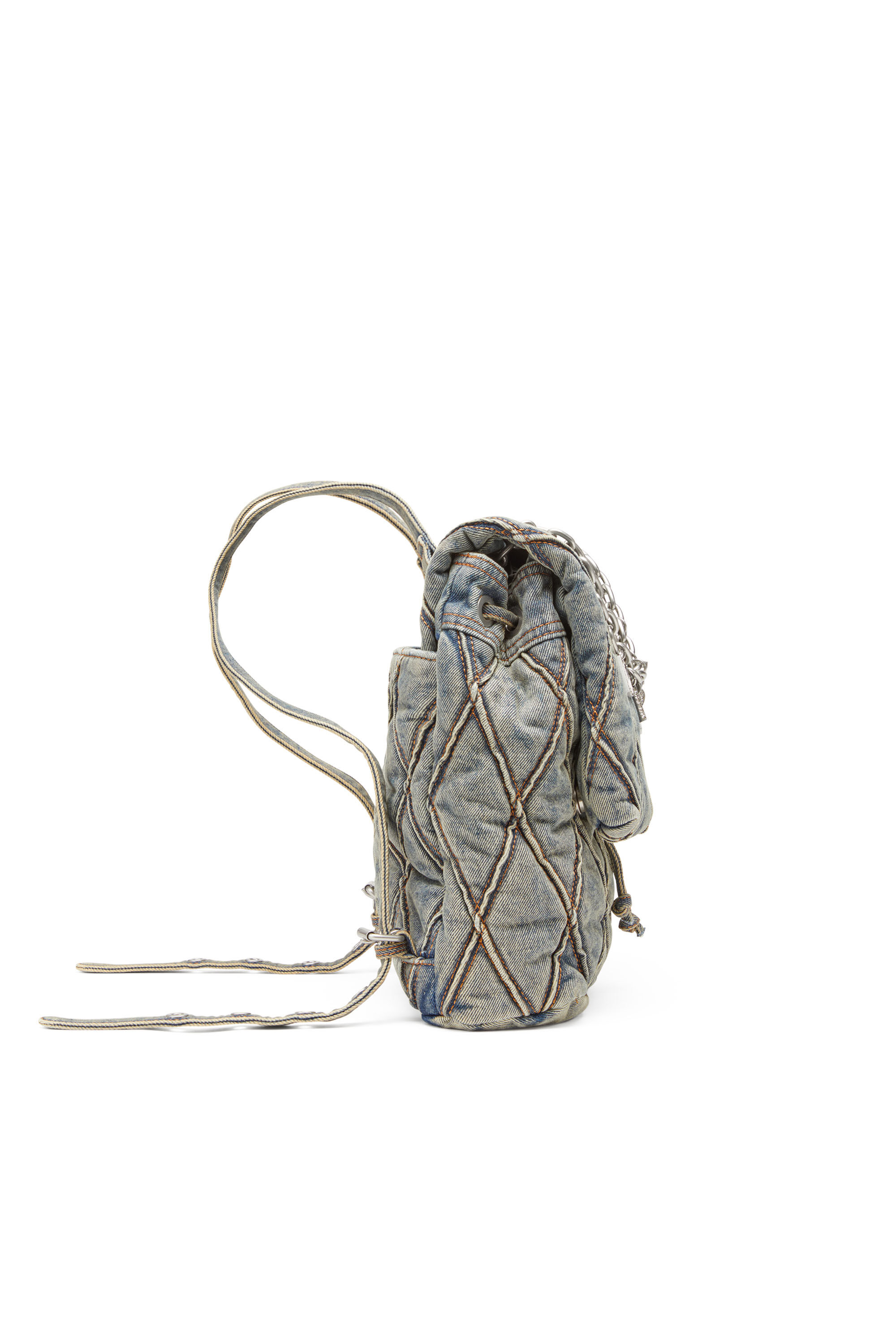 DIESEL　Charm - D Backpack ｓ Women's Charm-D S-Backpack in Argyle quilted denim | Blue | Diesel