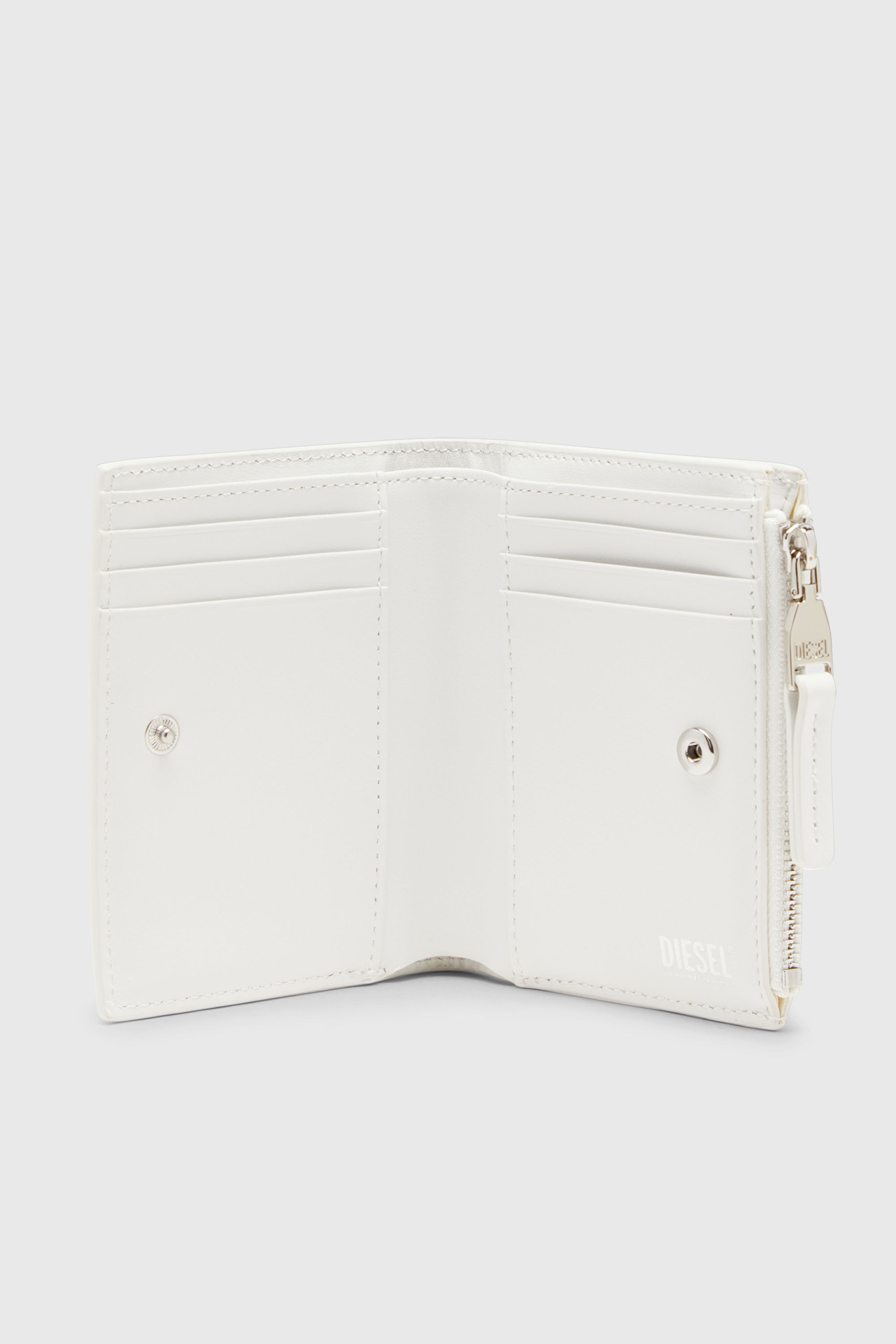 Women's Small leather wallet with logo plaque | White | Diesel
