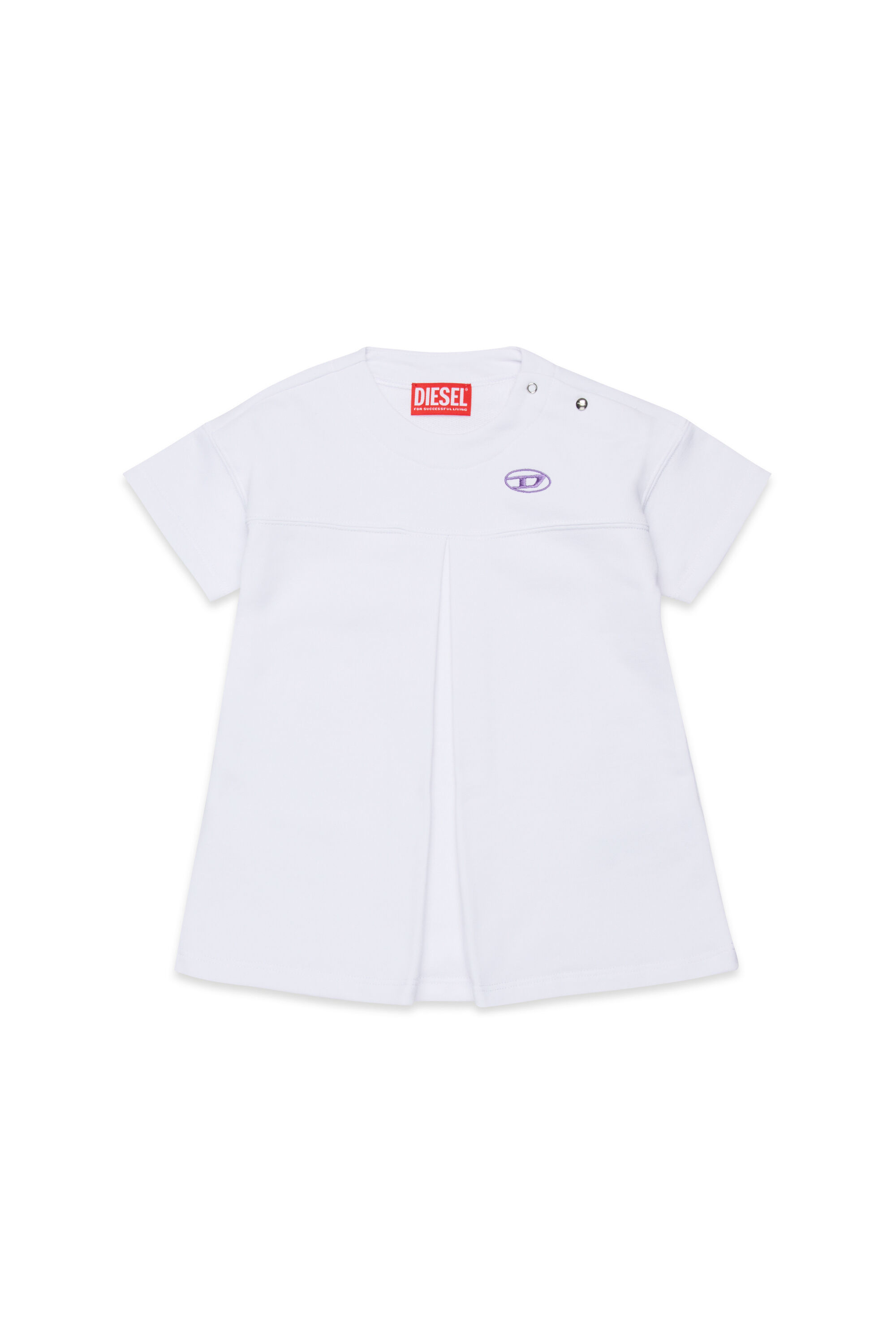 Diesel - DROWELB, Woman's Sweatshirt dress with inverted pleat in White - 1