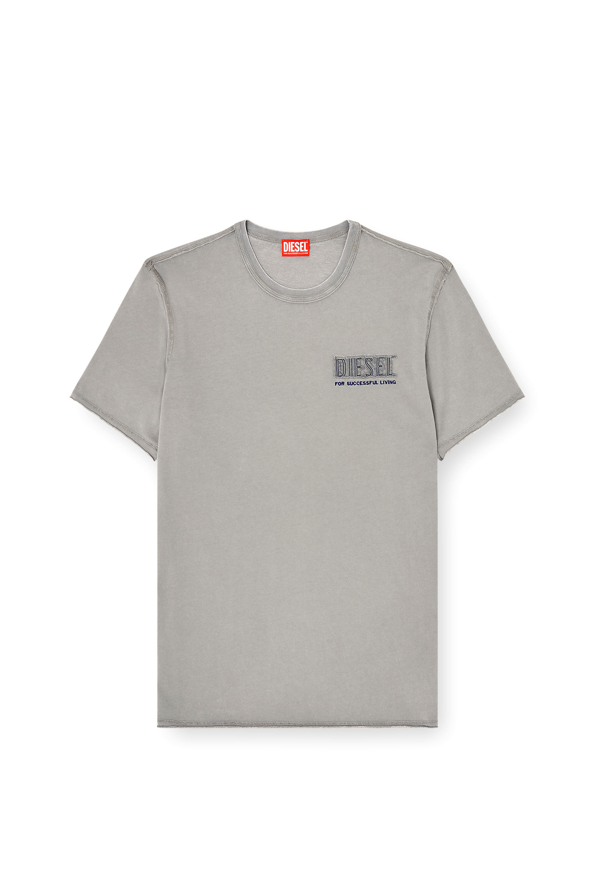 Men's Acid-wash T-shirt with raw edges | Grey | Diesel