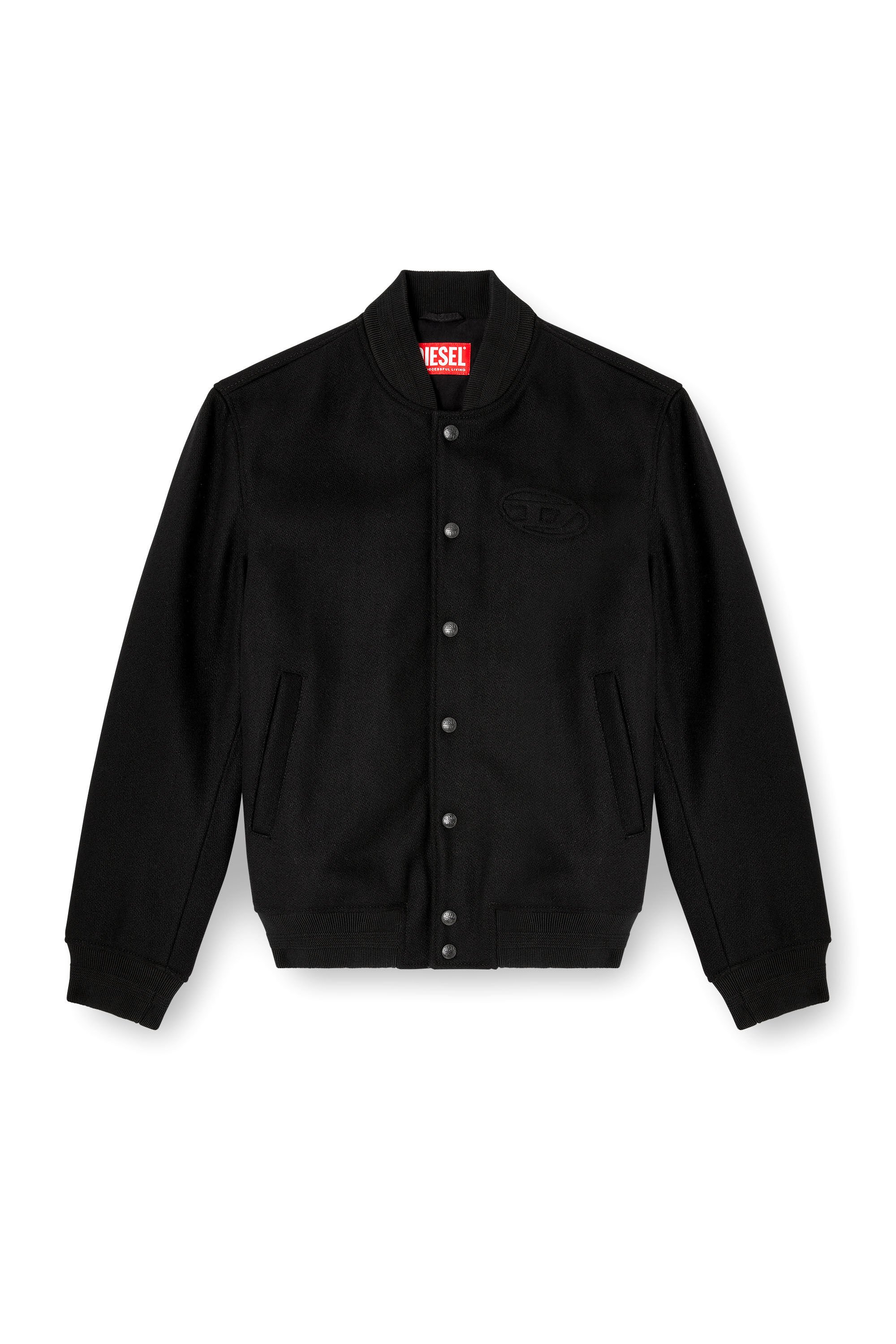 Diesel - J-ARRY, Man's Padded bomber jacket in wool blend in Black - 2