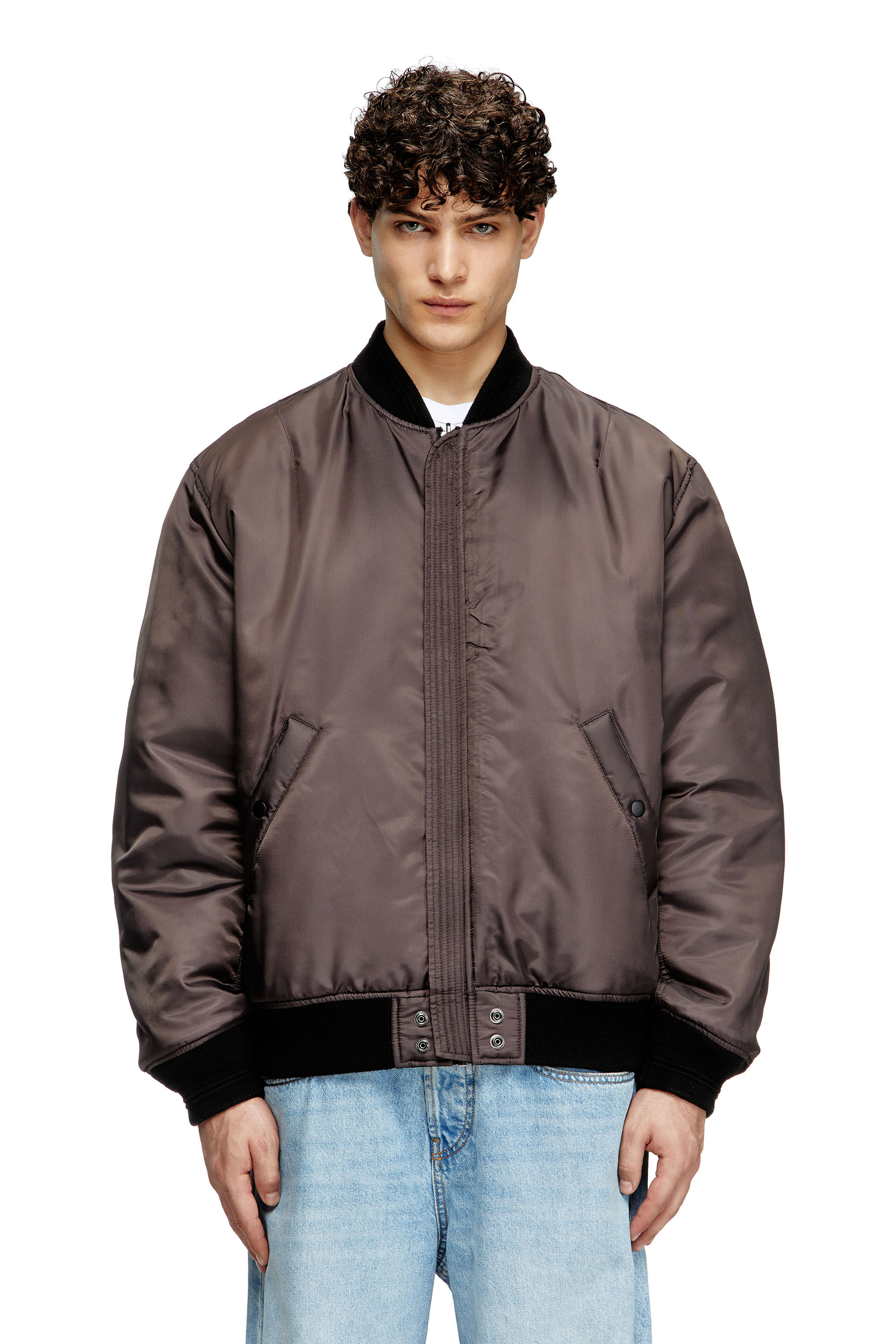 Men's Bomber jacket in padded nylon with Oval D | Black | Diesel HU