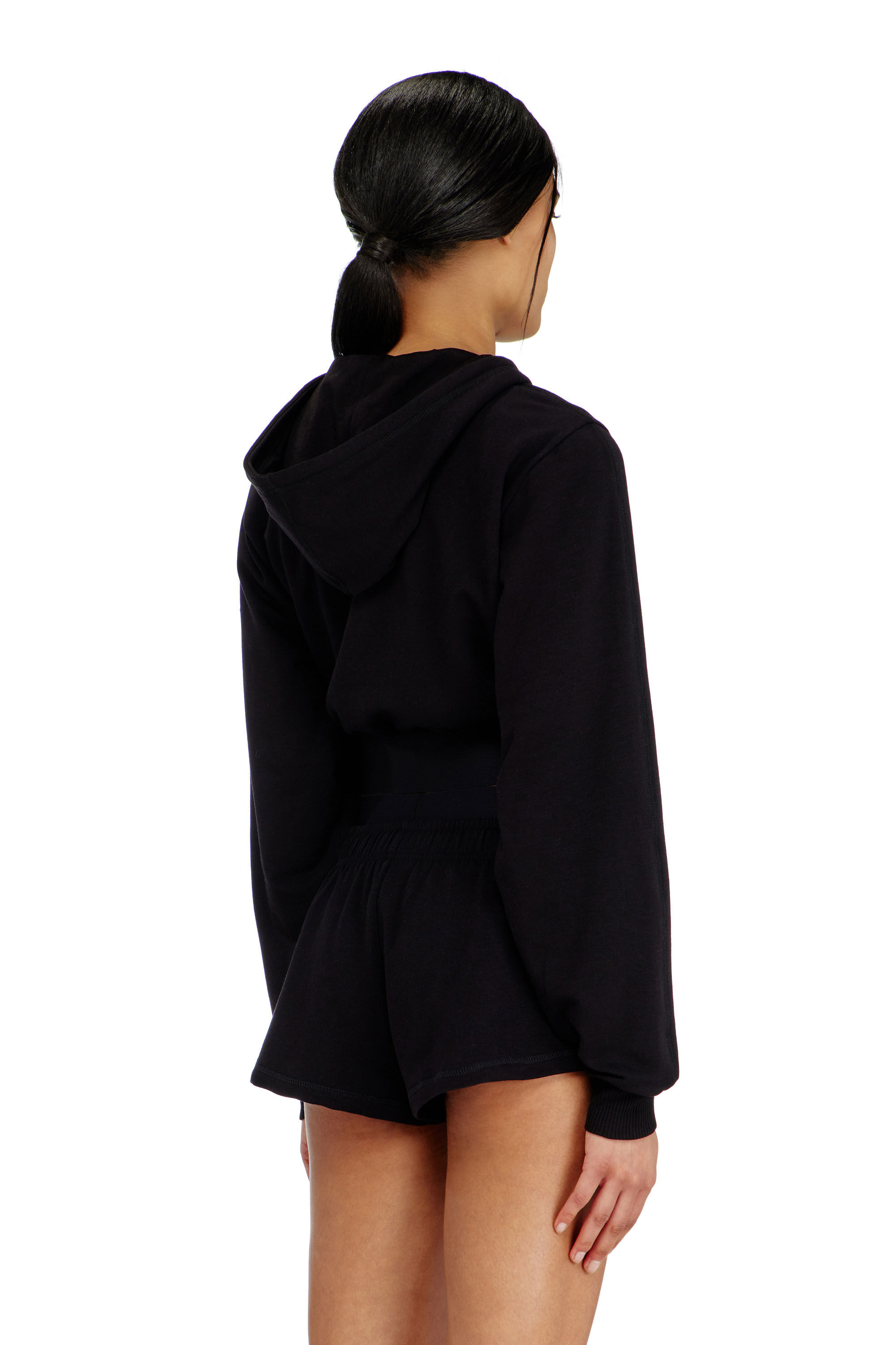 Women's Cropped hoodie with logo band | Black | Diesel