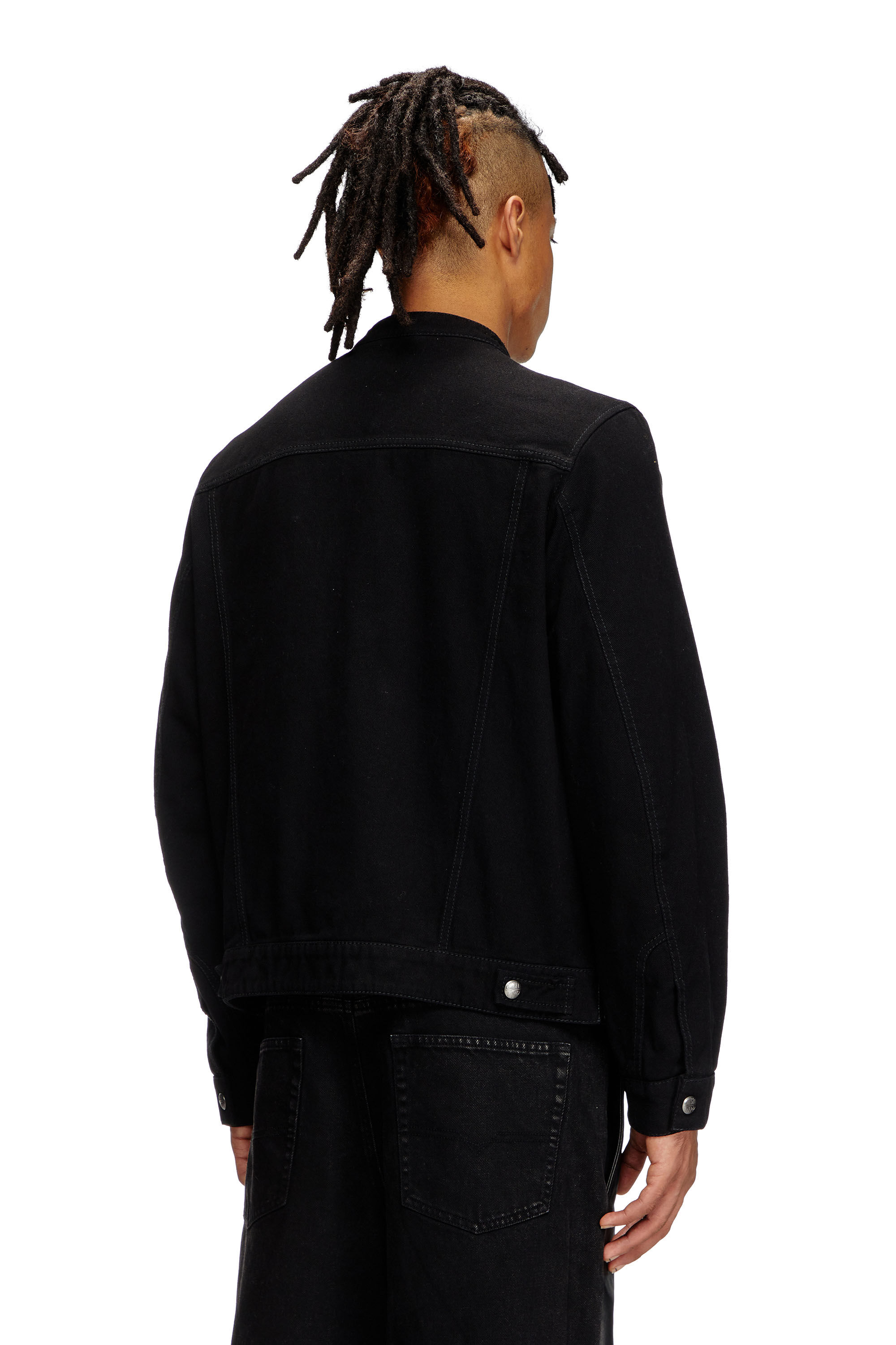 シ*ン様 美品 SSZ get hammered期 leather JKT NA Men's Hybrid denim and leather jacket | Black | Diesel