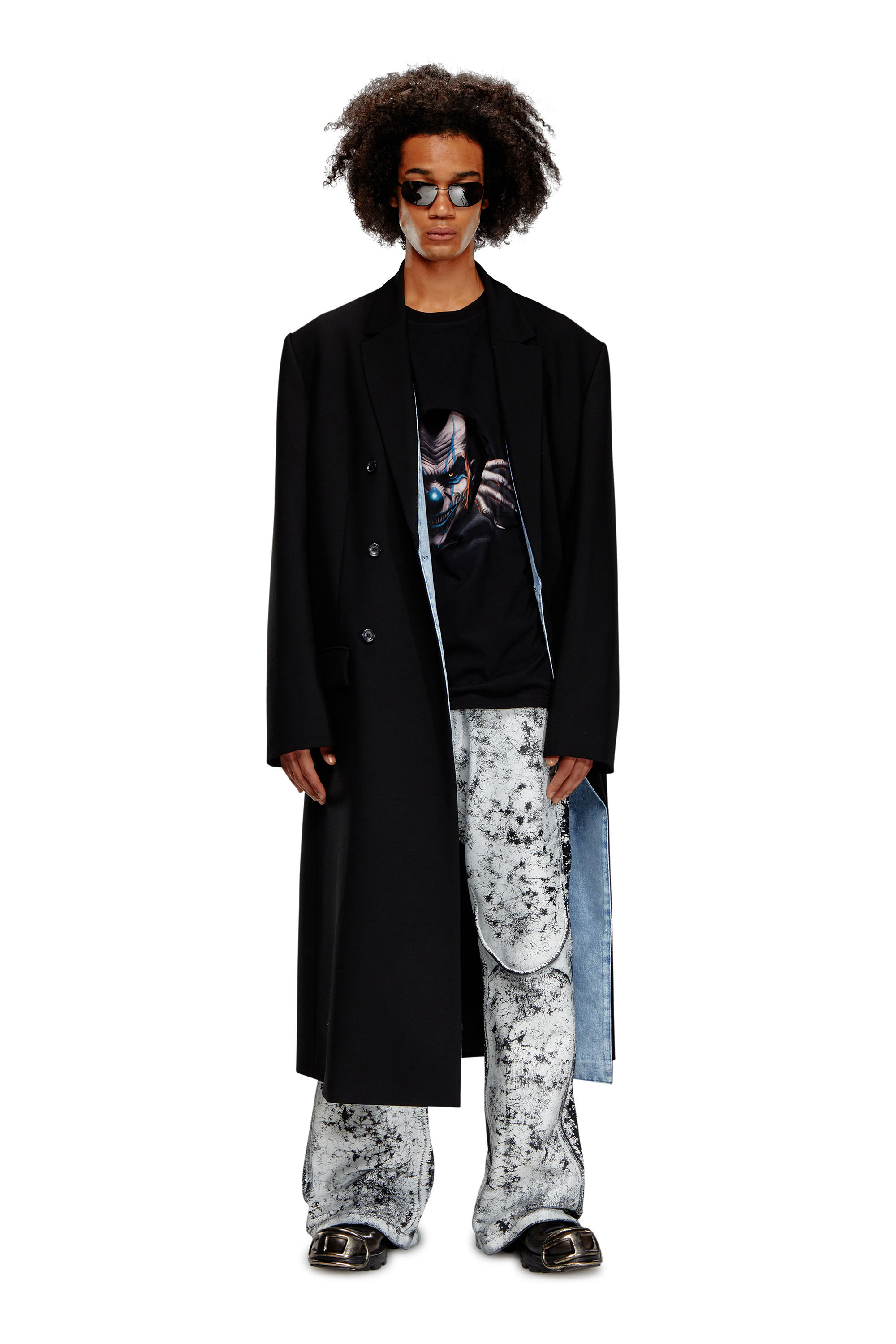 Diesel - T-BOXT-LS-P1, Man's Long-sleeve T-shirt with poster print in Black - 1