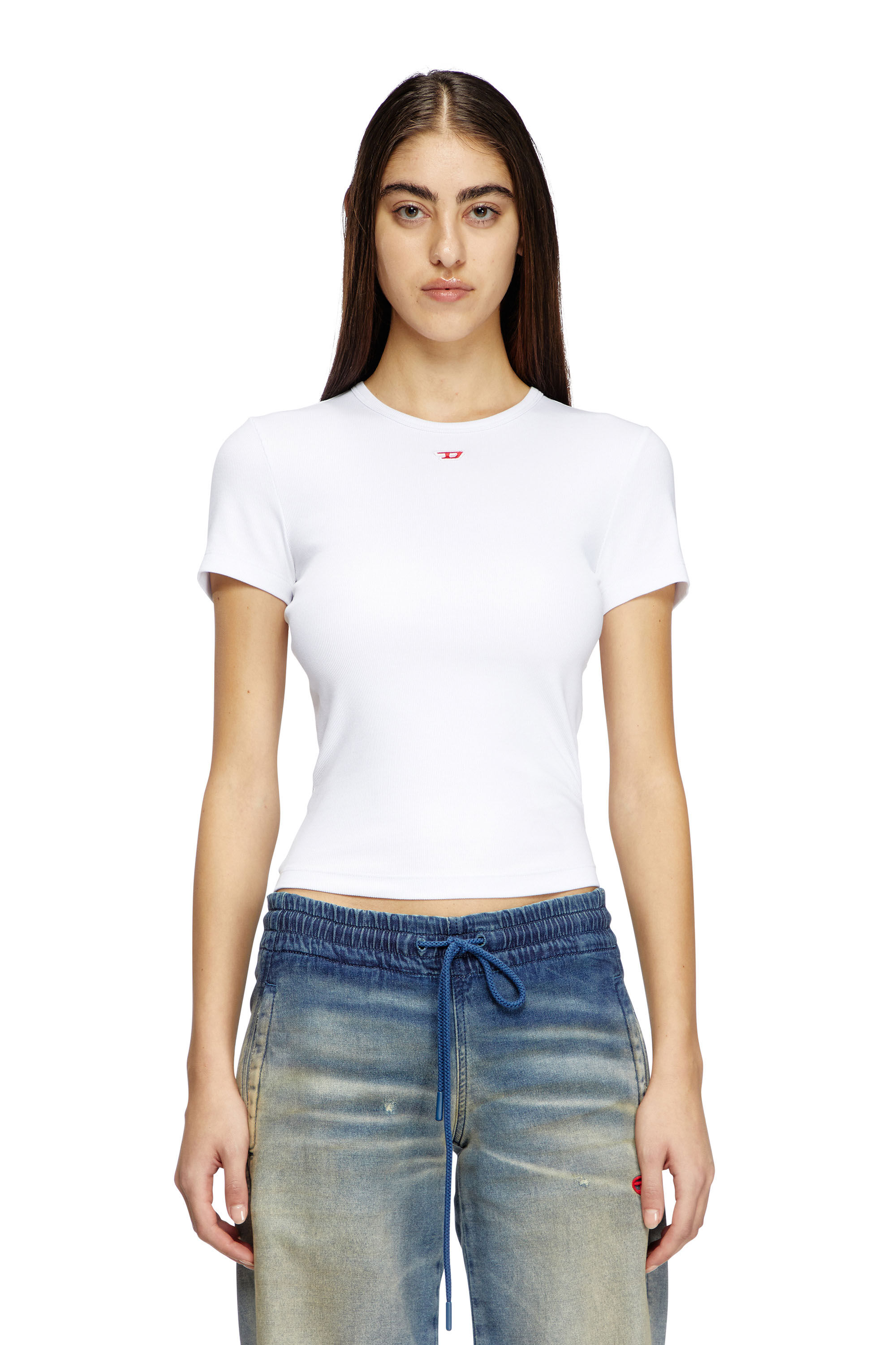 Women's T-shirt with D logo patch | White | Diesel