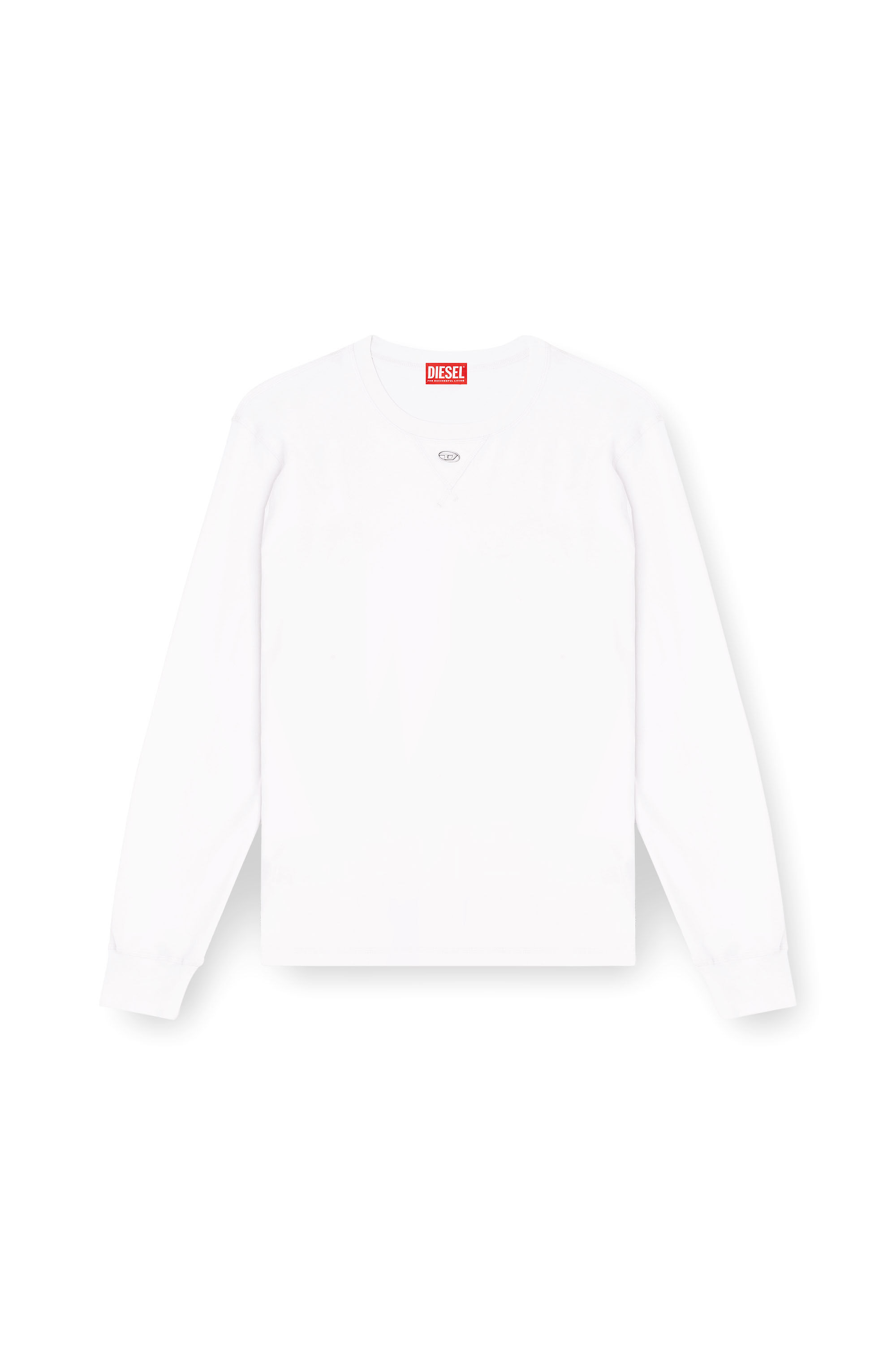 Men's Cotton long-sleeve T-shirt with Oval D | White | Diesel