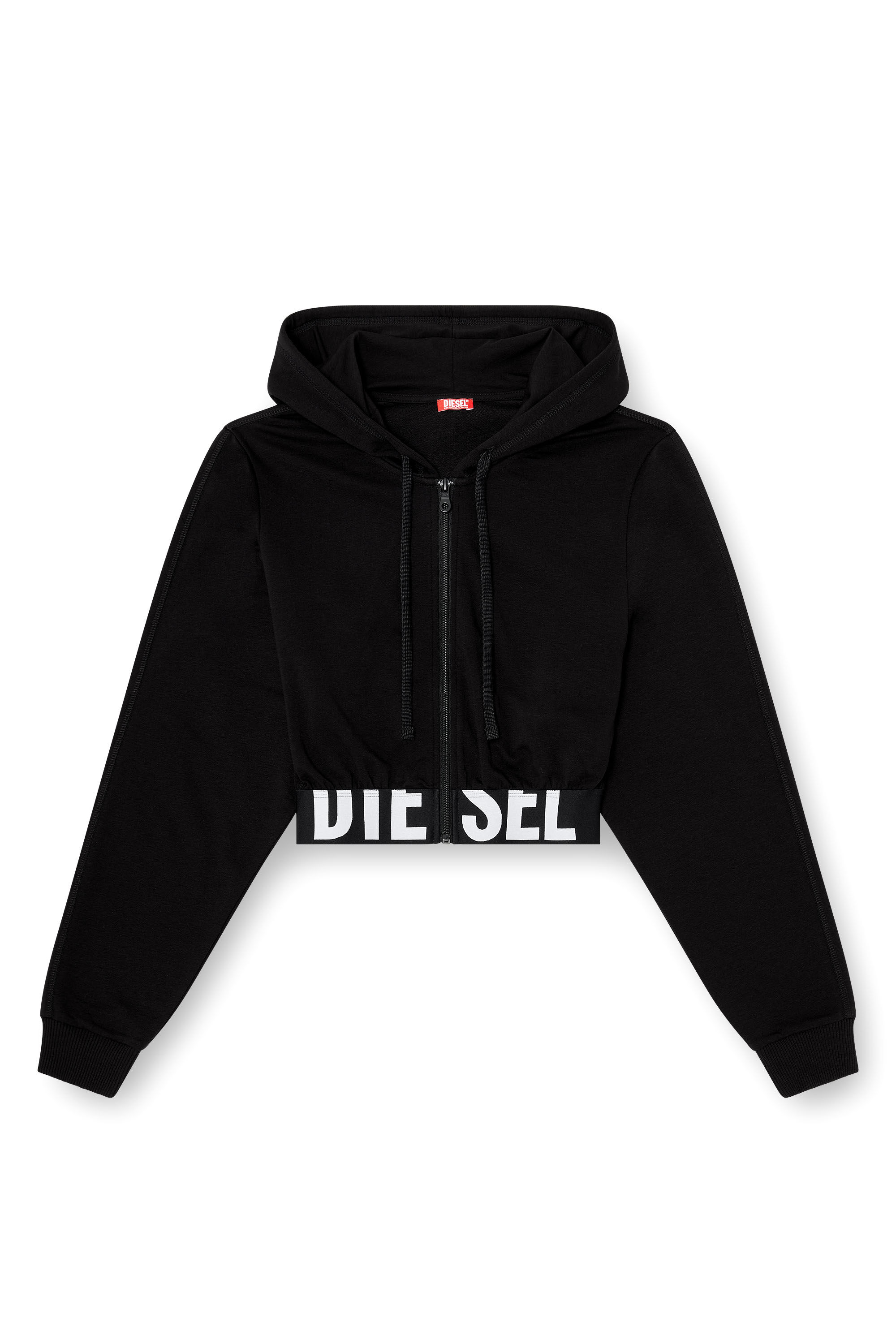Women's Cropped hoodie with logo band | Black | Diesel