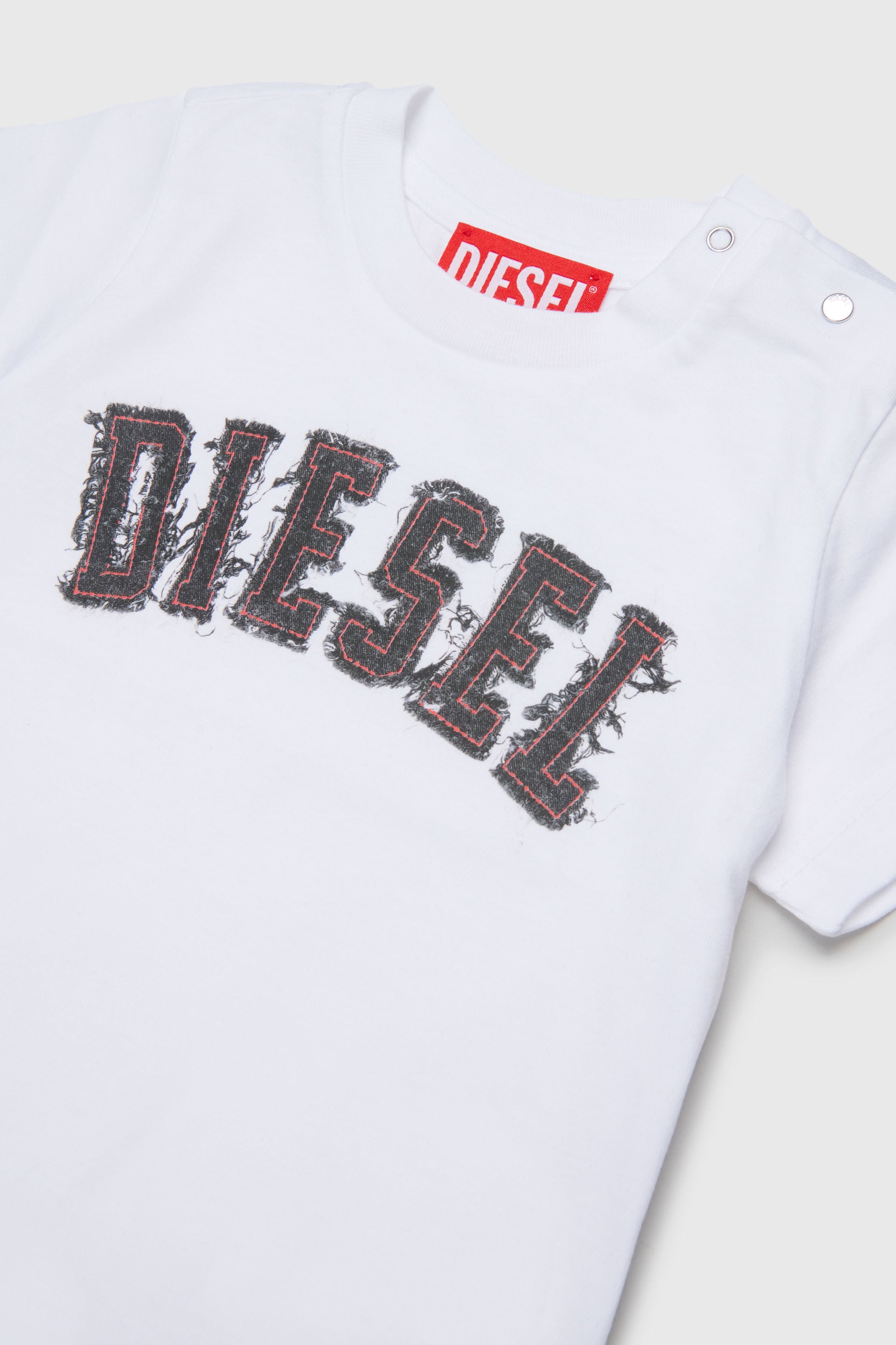 Diesel - TEANSB, Man's Cotton T-shirt with frayed-effect logo in White - 3