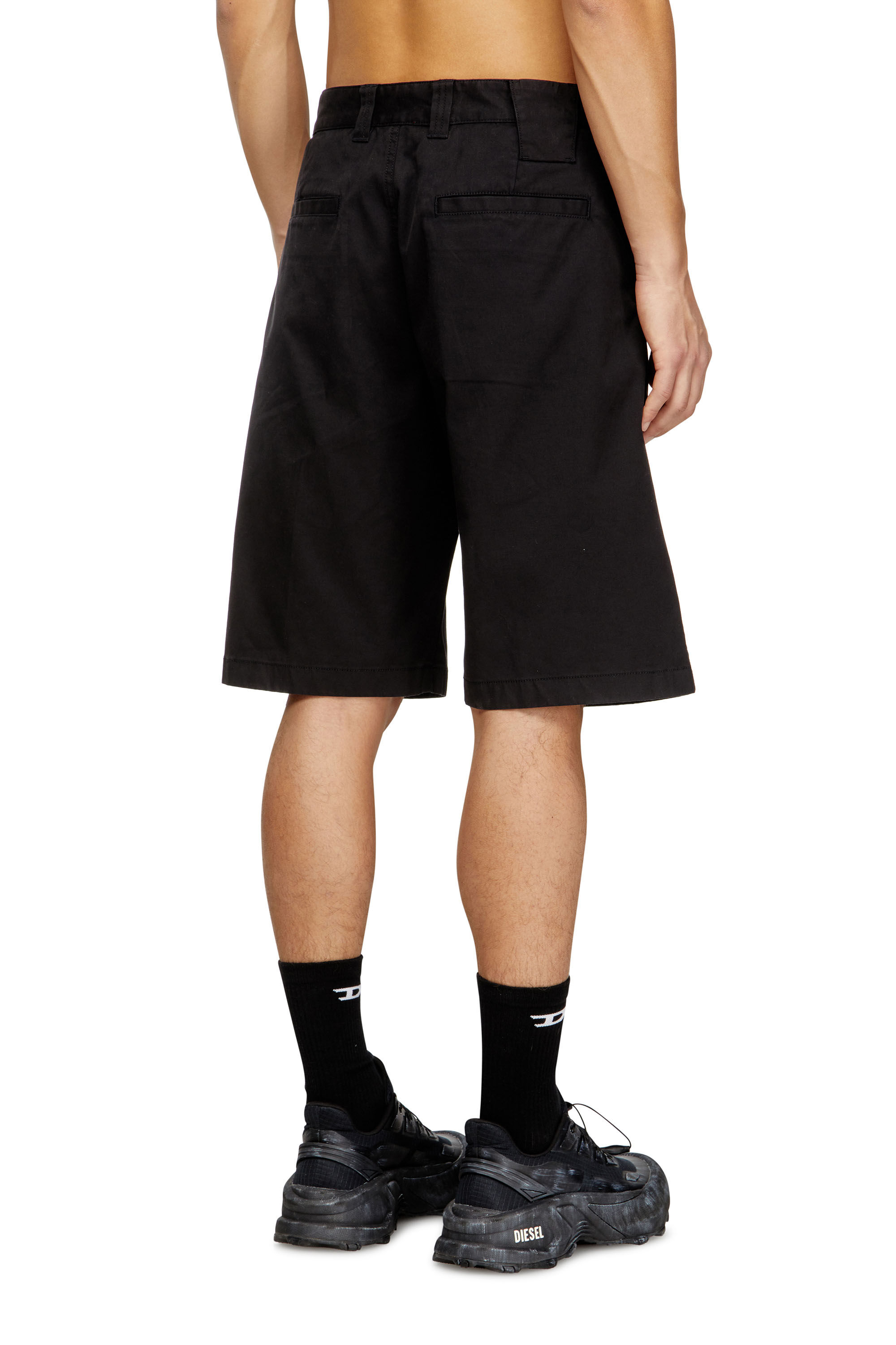 Men's Cotton shorts with stonewash treatment | Black | Diesel
