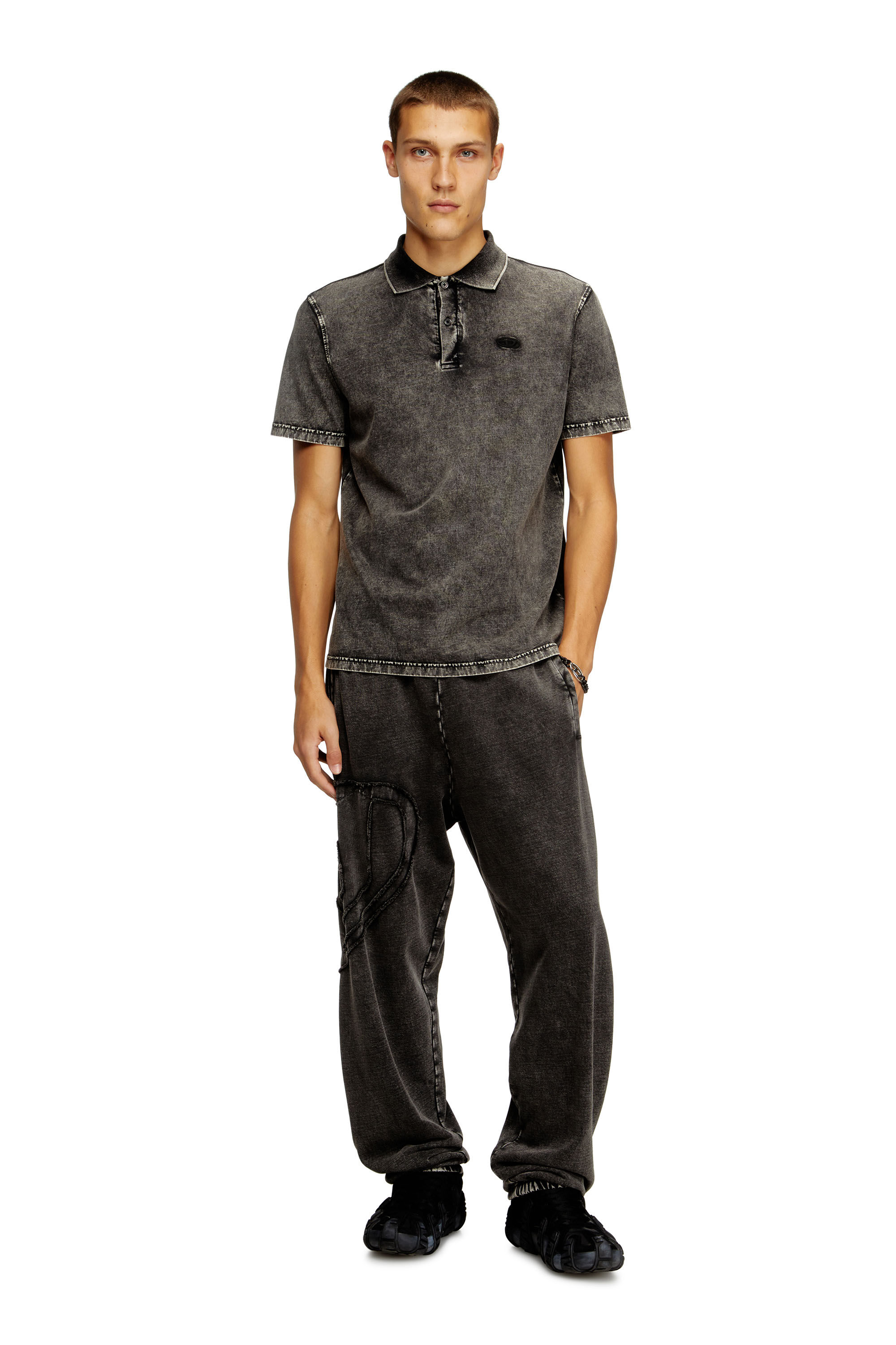Men's Polo shirt in denim-effect jersey | Grey | Diesel