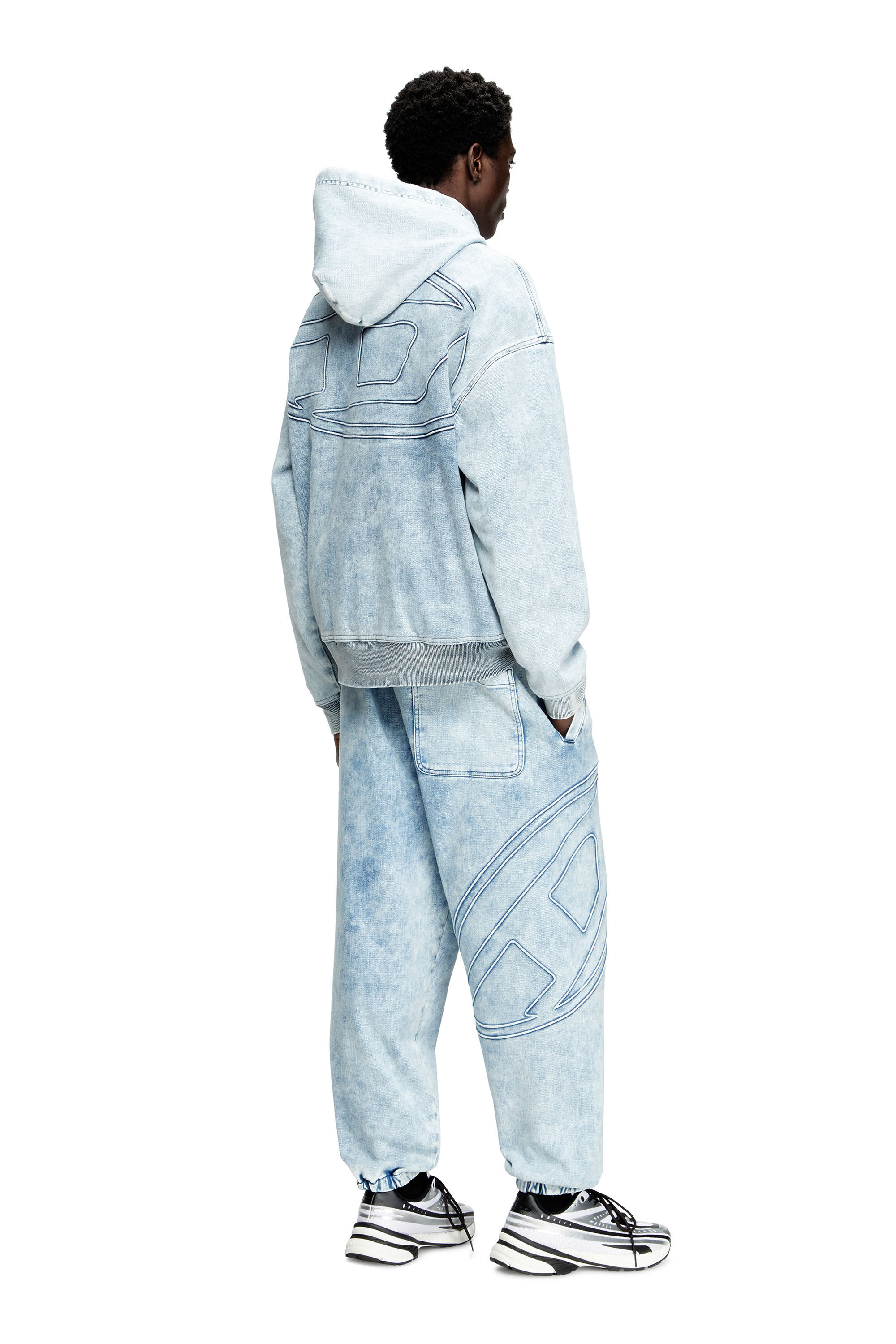 パーカー・フーディ 25ss DIESEL D-REBBIT-S-TRACK A16259 0ABCN Women's Hoodie in marbled denim | Blue | Diesel