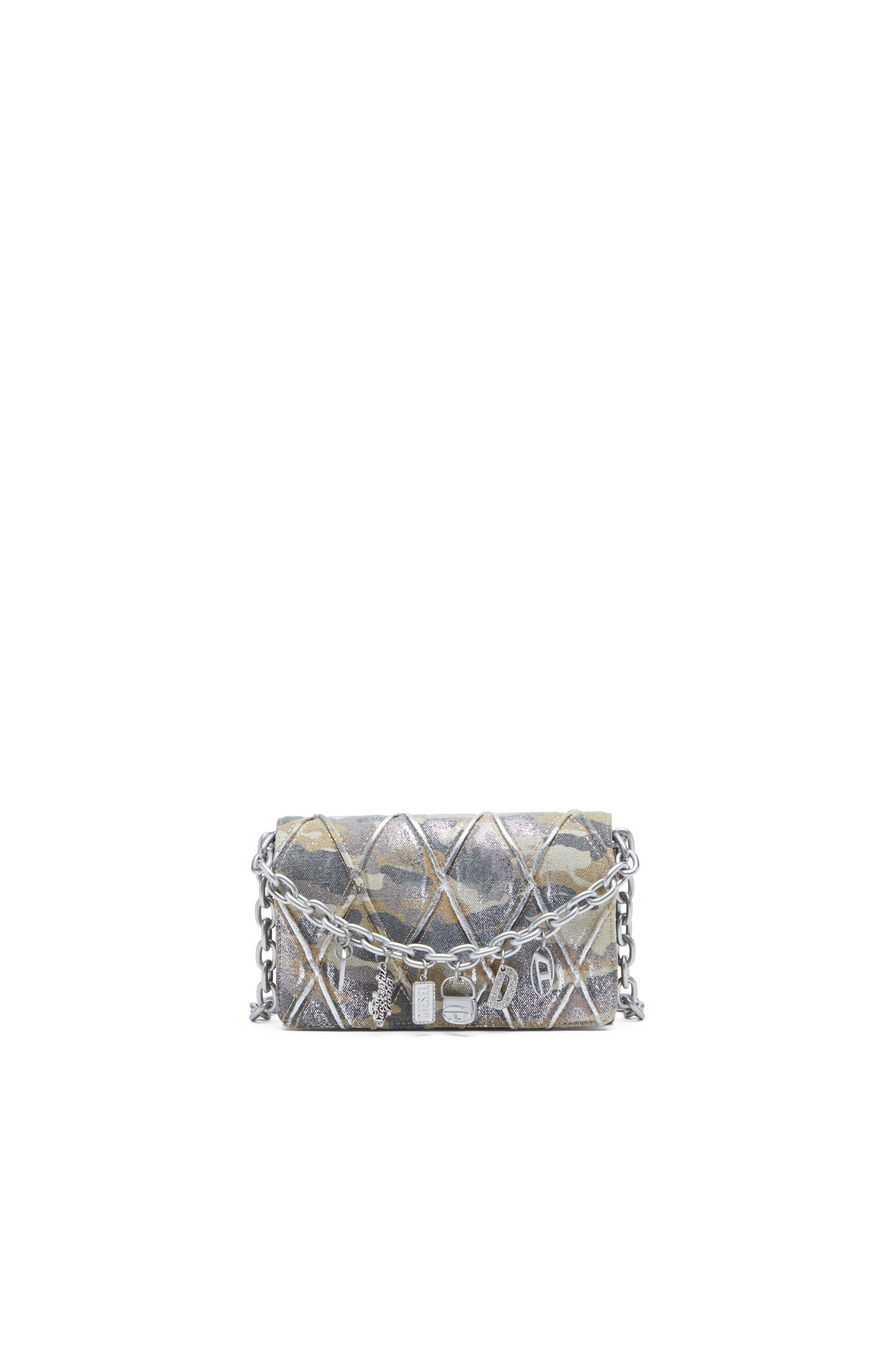 DIESEL☆ Wallet purse in argyle quilted denim グレー Women's Wallet purse in argyle quilted denim | Multicolor