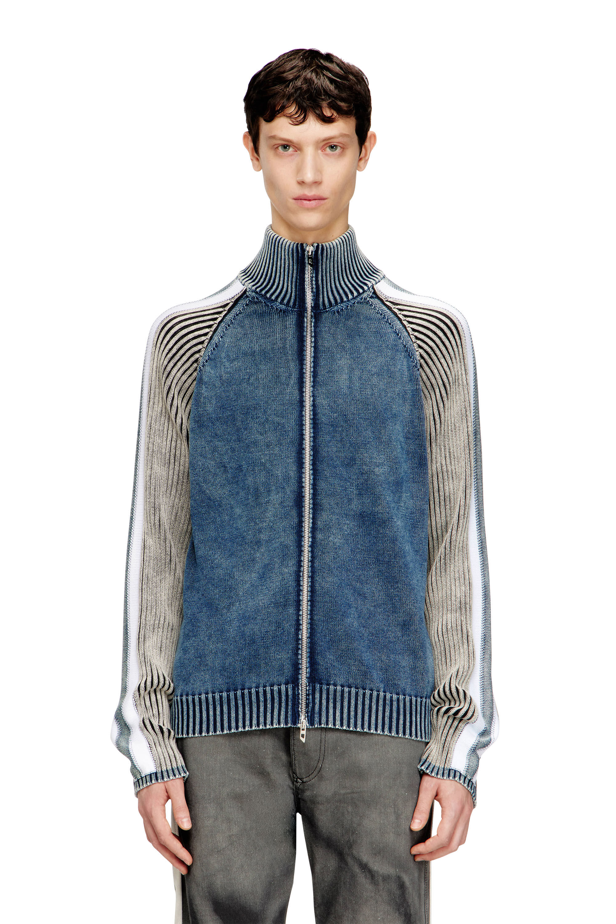 Men's Zip-up cardigan with sporty bands | Multicolor | Diesel HU