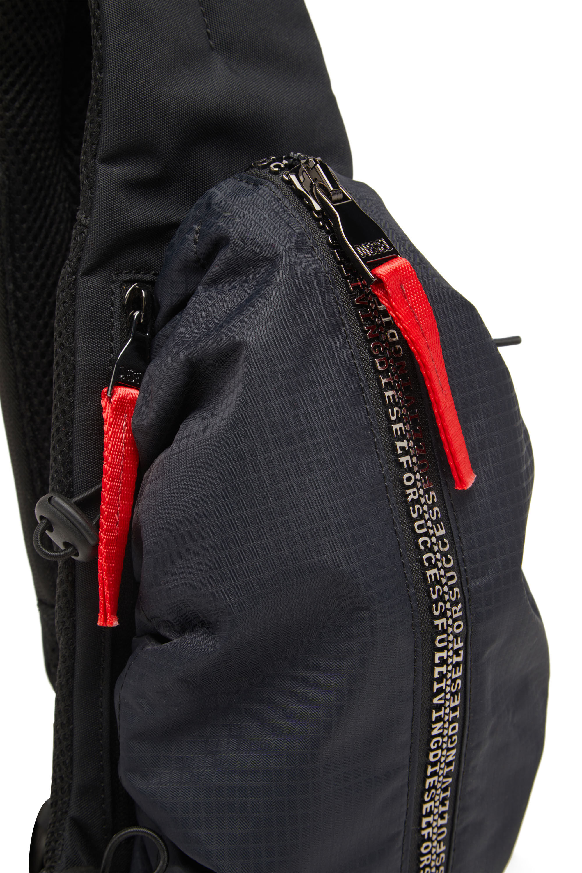 Men's Zip-D-Sling bag in check-jacquard shell | Black | Diesel