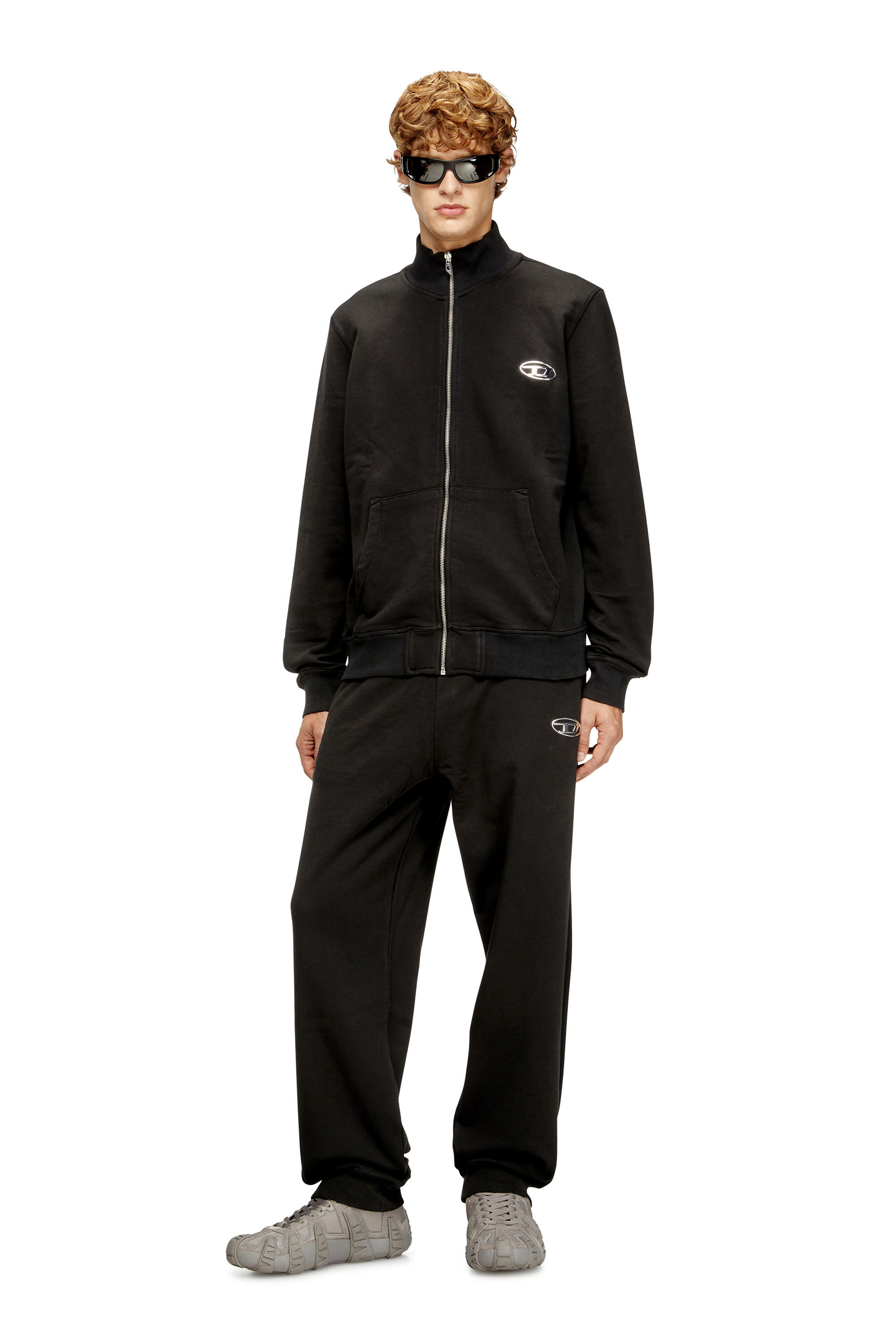 Diesel - P-MARKY-IOD, Man's Cotton sweatpants with metallic Oval D in Black - 1