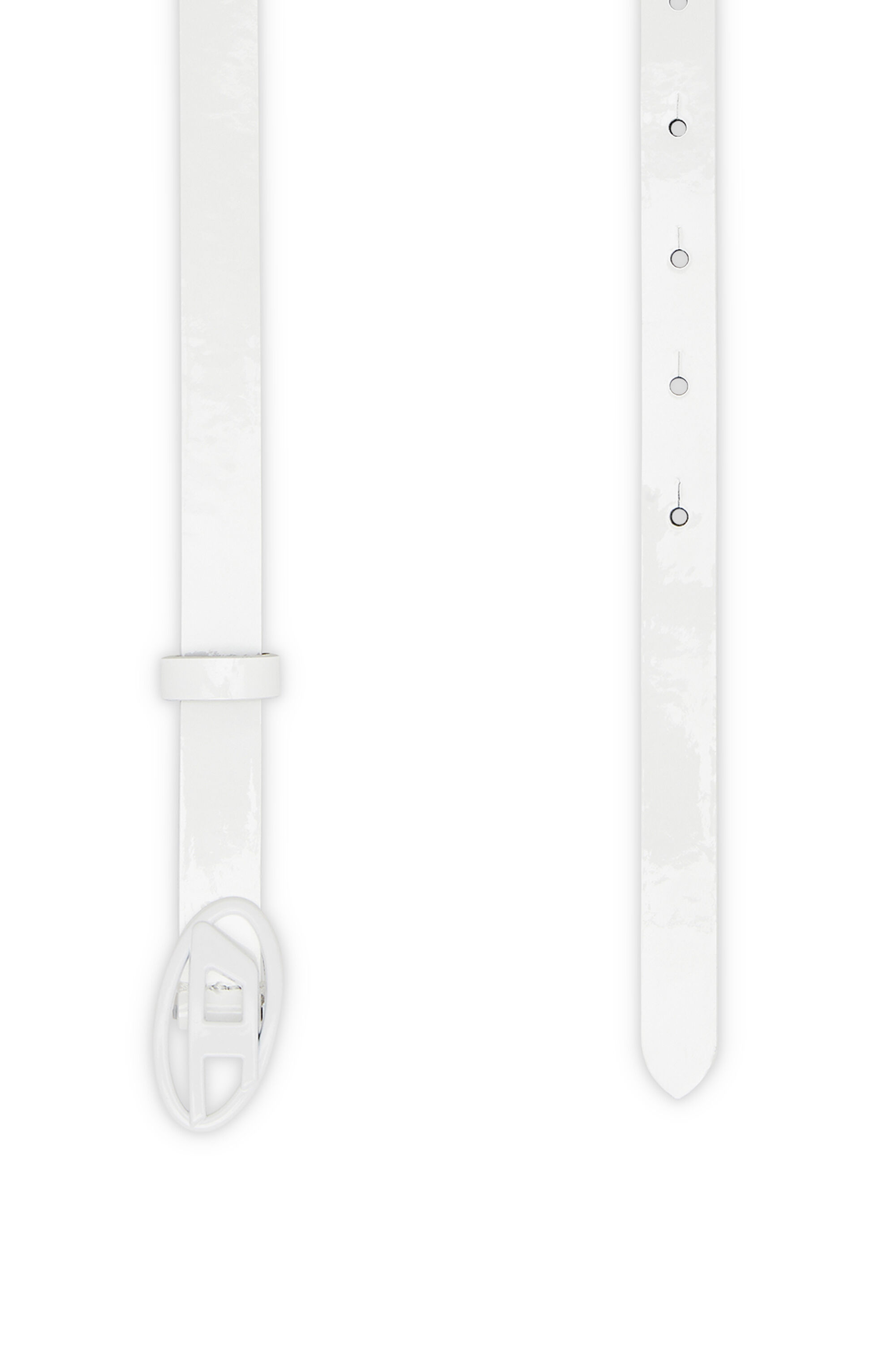 DIESEL☆ Slim belt in glossy leather ホワイト Women's 1.5cm slim belt in glossy leather | White | Diesel
