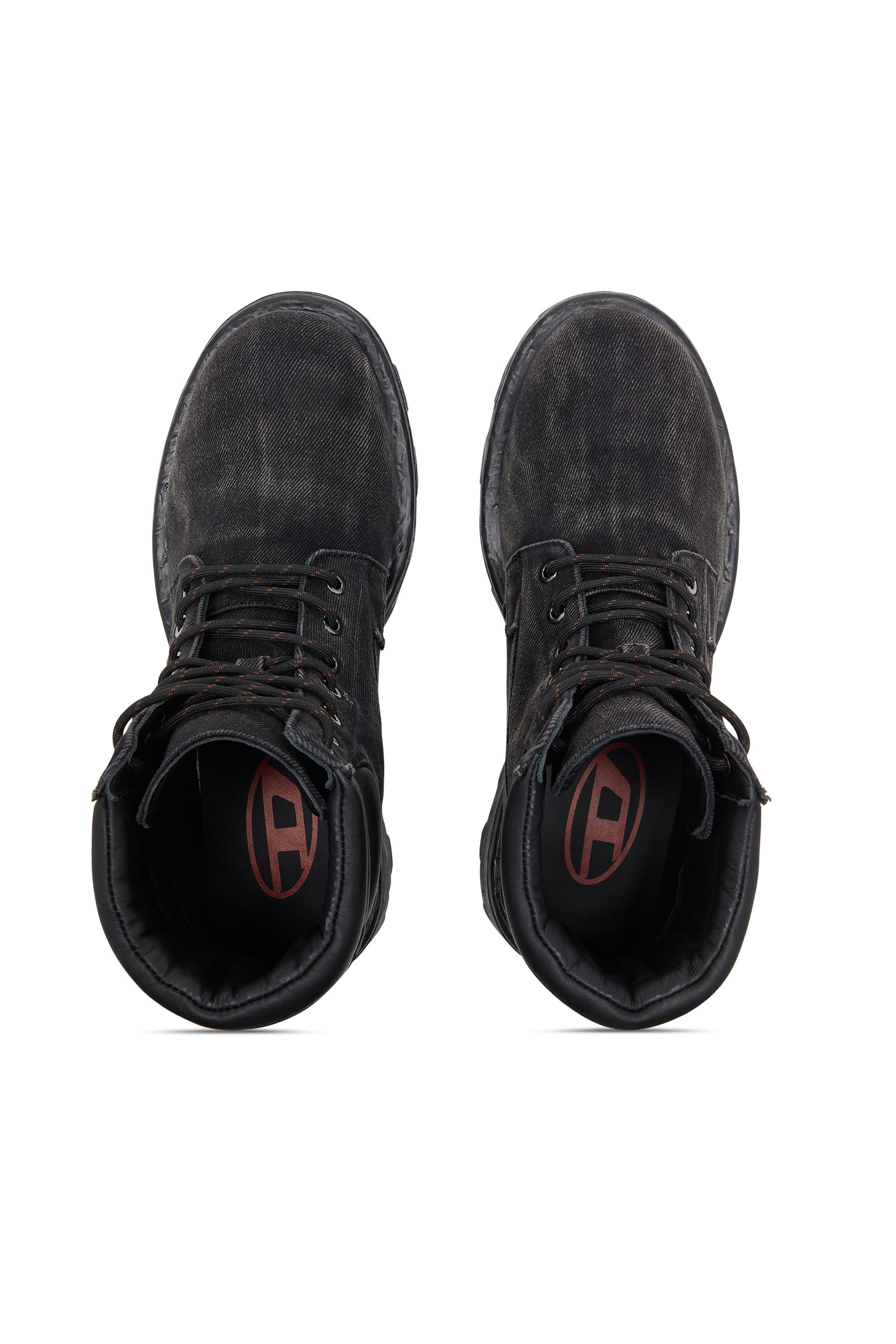 Men's D-Hammer-Combat boots in denim and leather | Black | Diesel