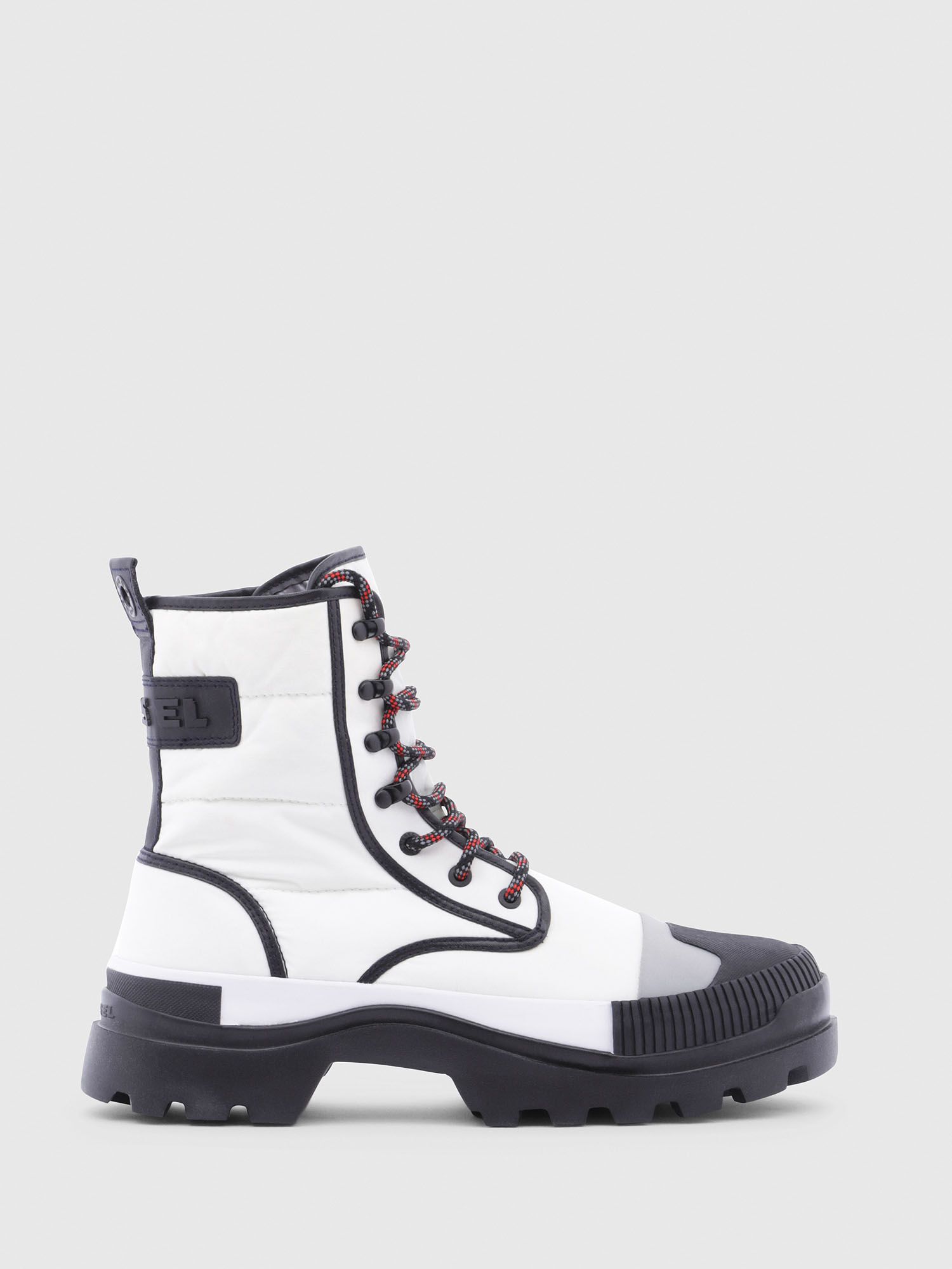 white boots black sole