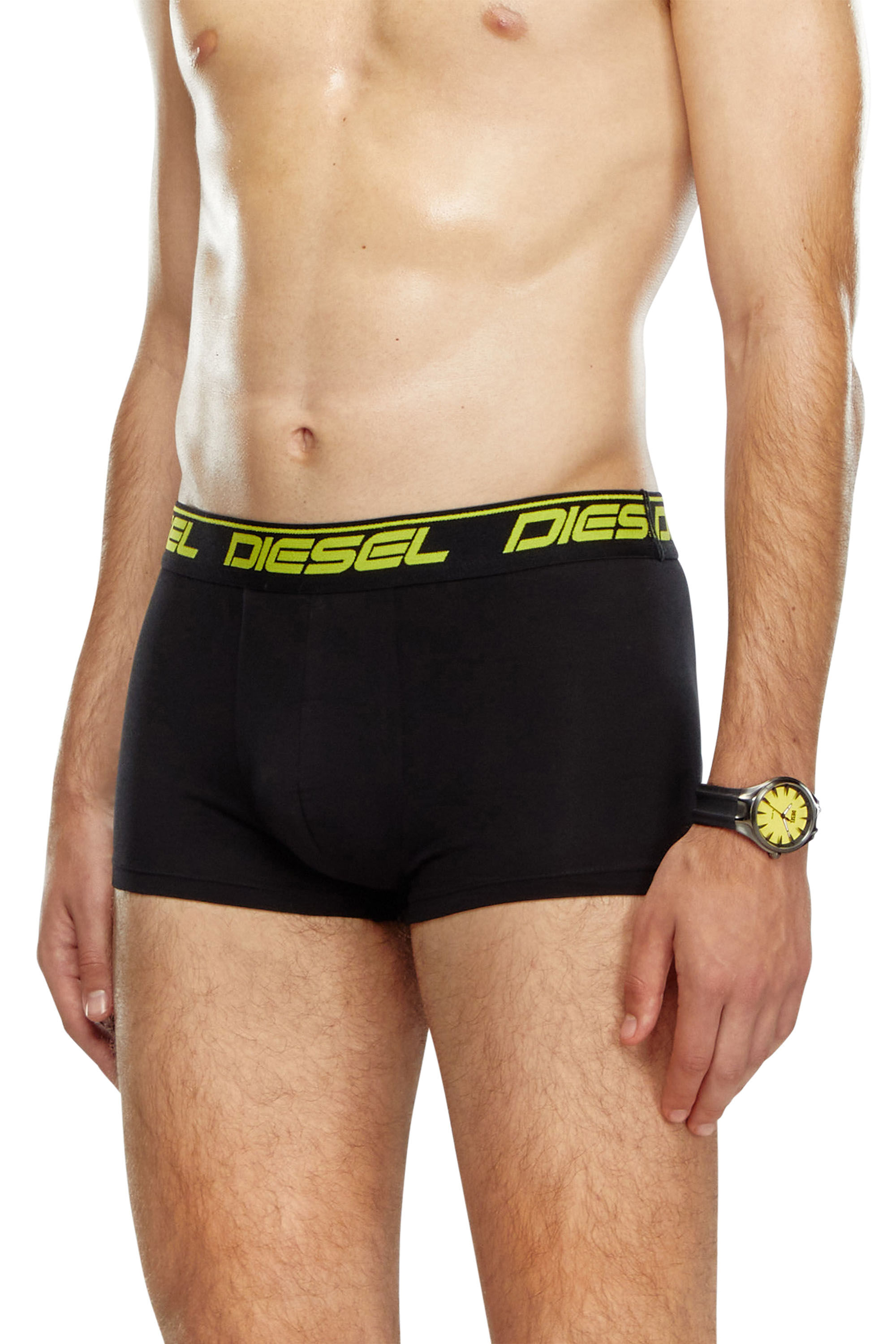 Diesel - UMBX-DAMIENTHREEPACK, Man's Three-pack cloudy-print boxer briefs in Black/Yellow - 3