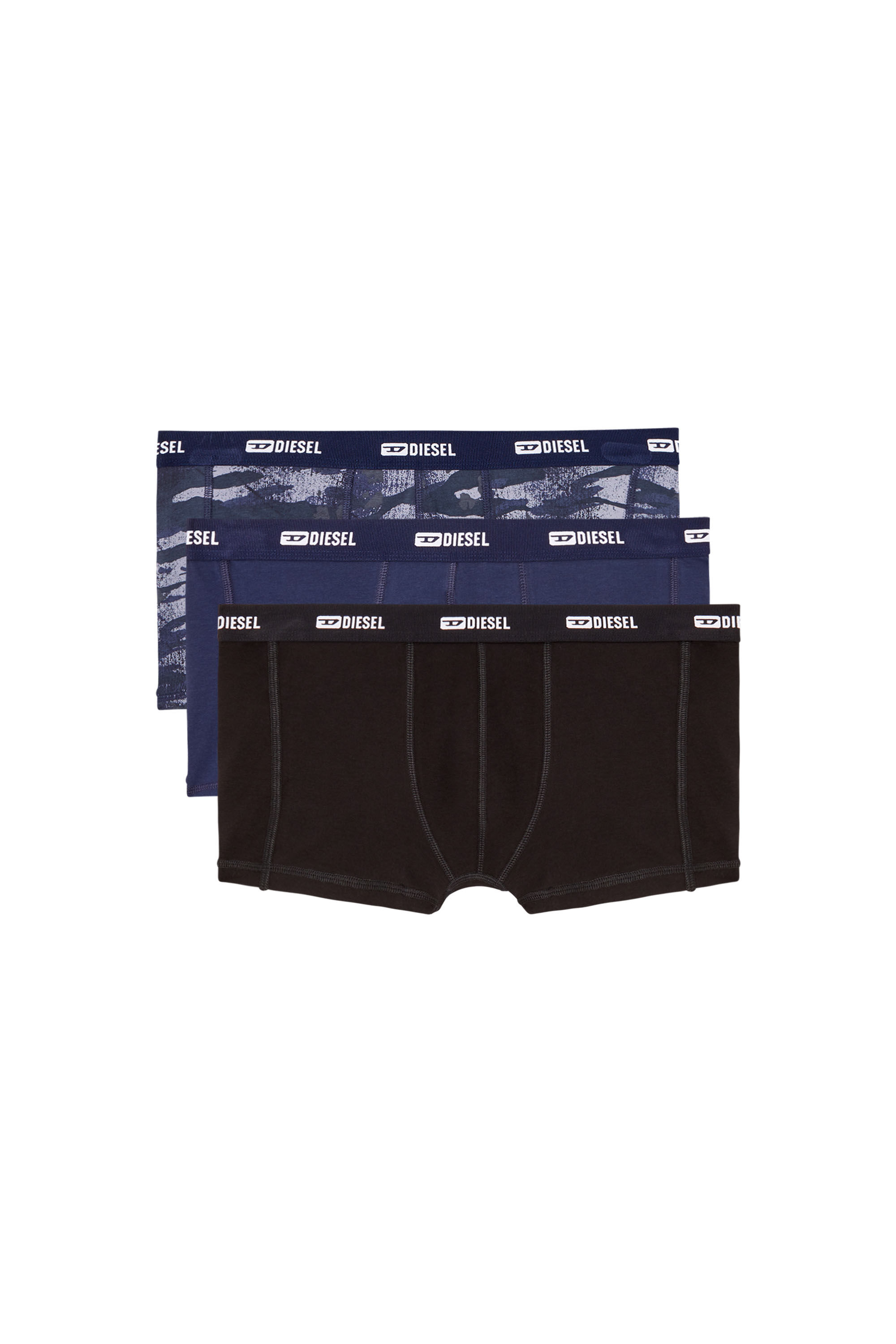 Diesel - DAMIEN-UTLT-3PACK, Man's 3-pack of boxer briefs plain and camo in Black/Blue - 2