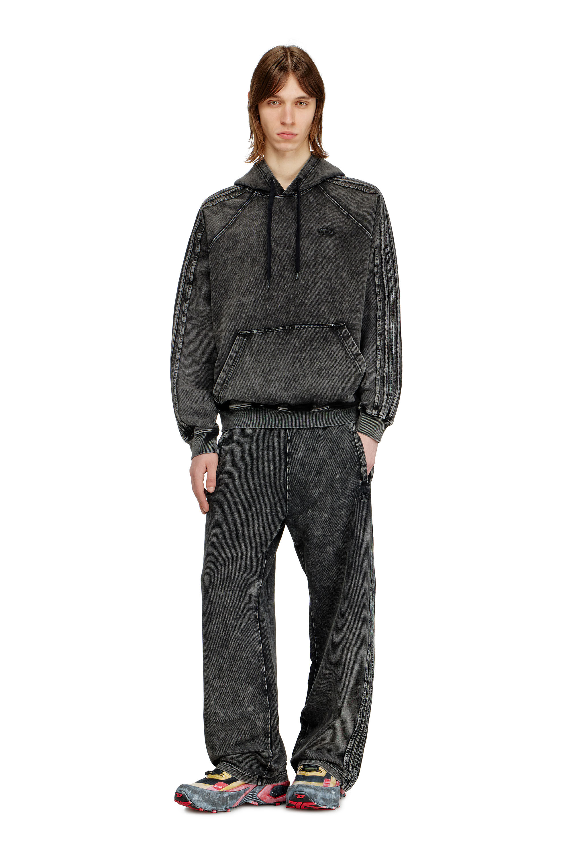 Men's Denim-look sweatpants with side bands | Black | Diesel HU